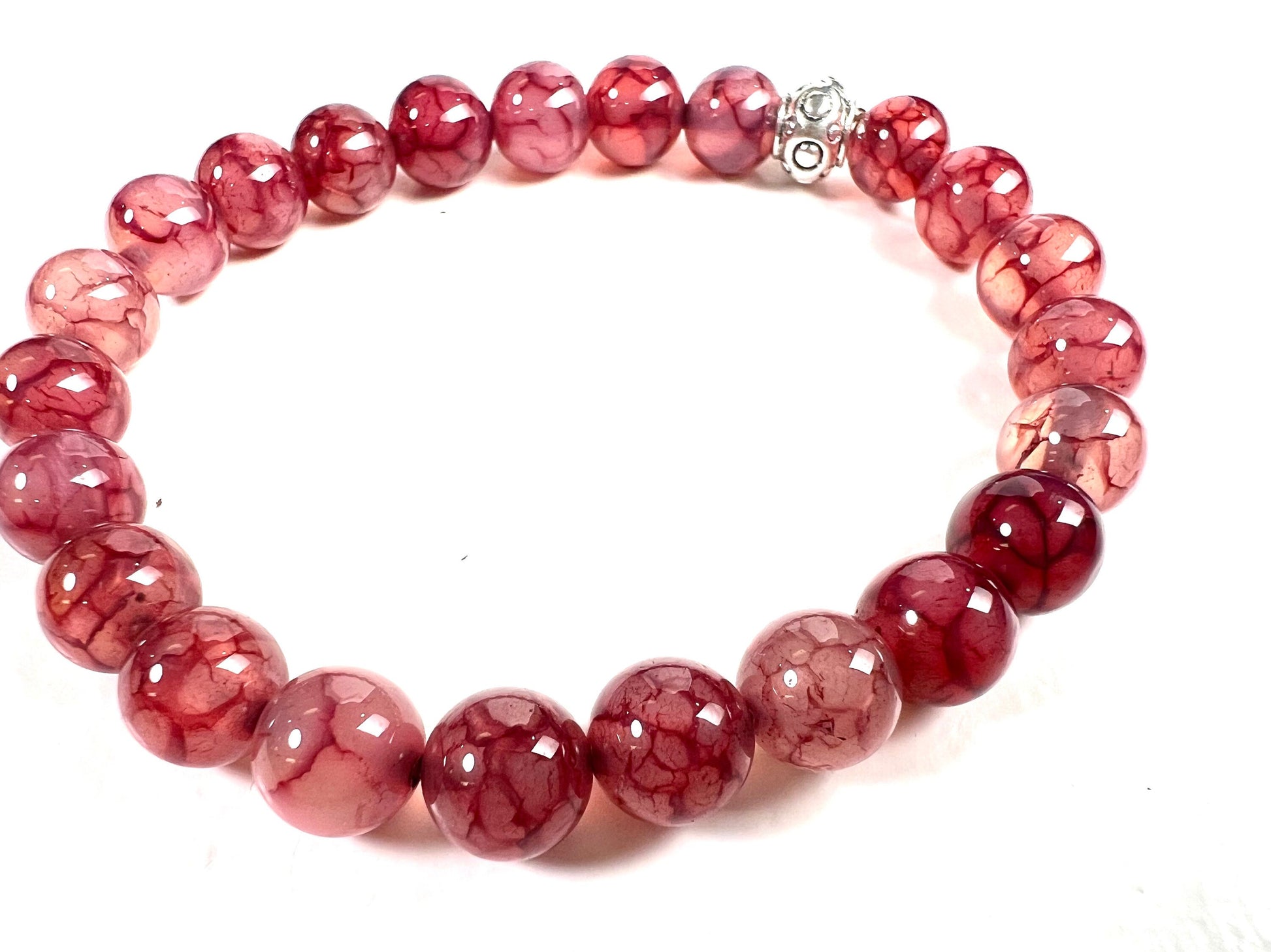 Dragon vein agate Gemstone 8mm Stretchy Bracelet 6-9.5"