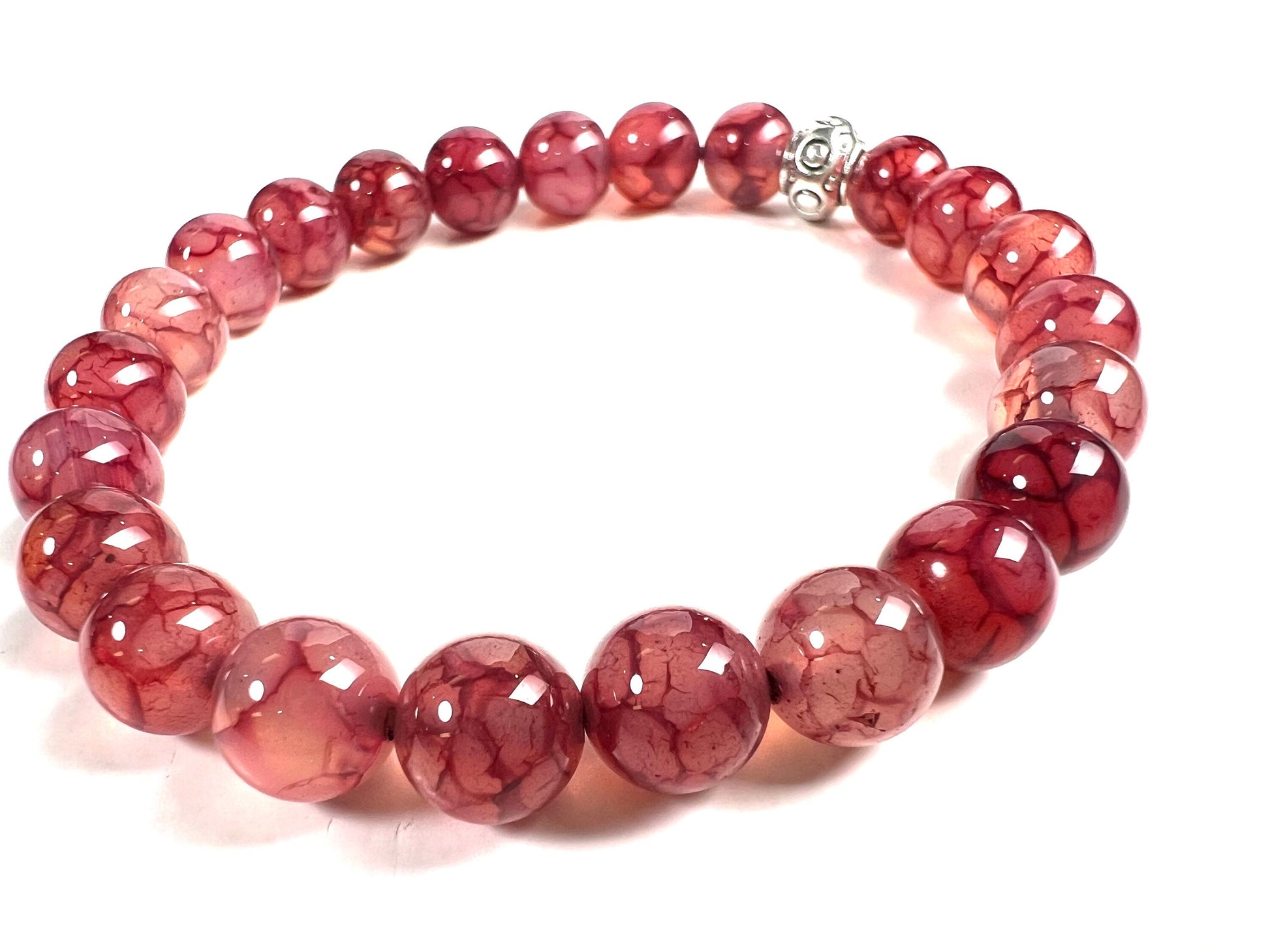 Dragon vein agate Gemstone 8mm Stretchy Bracelet 6-9.5"