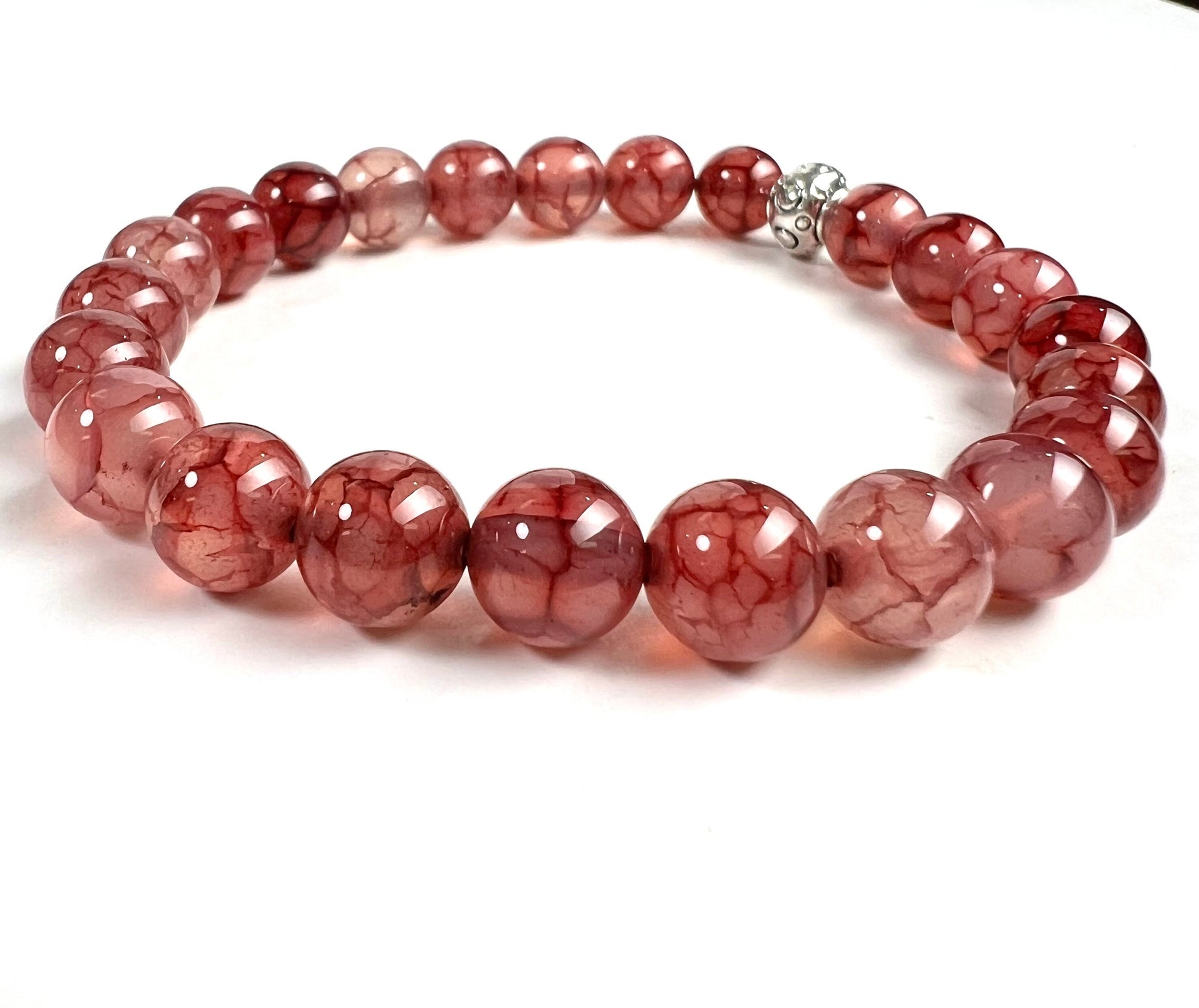 Dragon vein agate Gemstone 8mm Stretchy Bracelet 6-9.5"