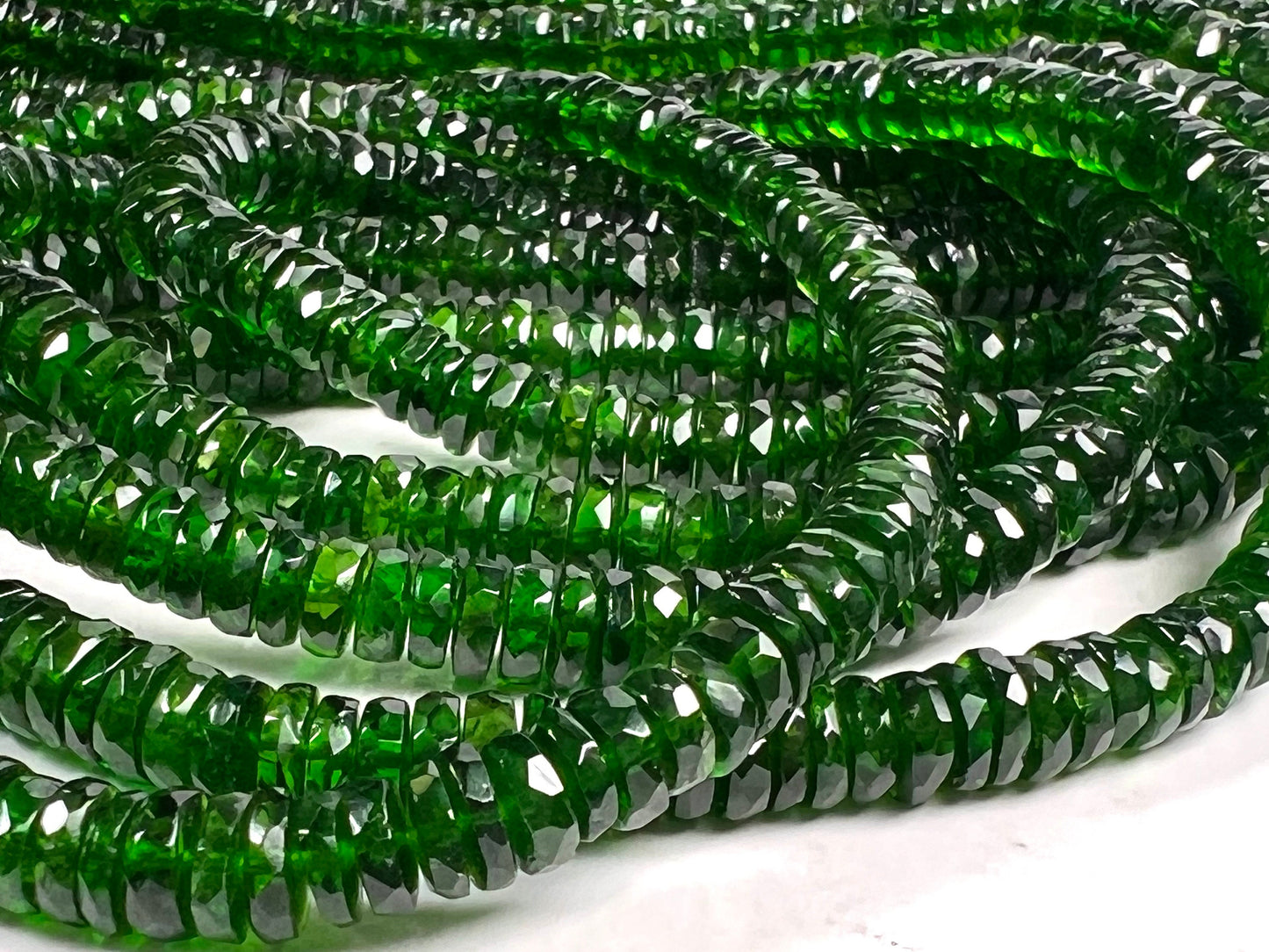 Natural Chrome Diopside 5-6mm Faceted wheel heishi tyre Beads, AAA High Quality Rare beautiful dark Green Chrome diopside Bead 6”,12” st