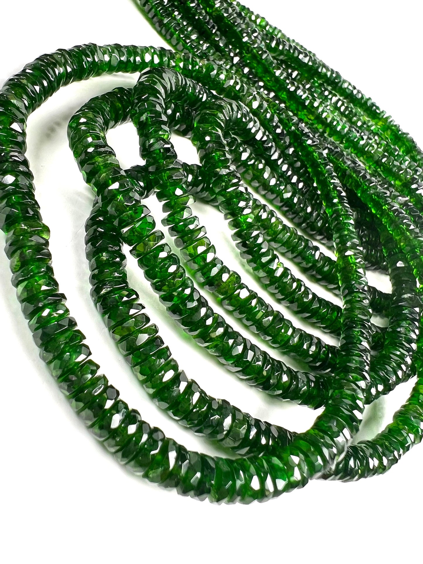 Natural Chrome Diopside 5-6mm Faceted wheel heishi tyre Beads, AAA High Quality Rare beautiful dark Green Chrome diopside Bead 6”,12” st