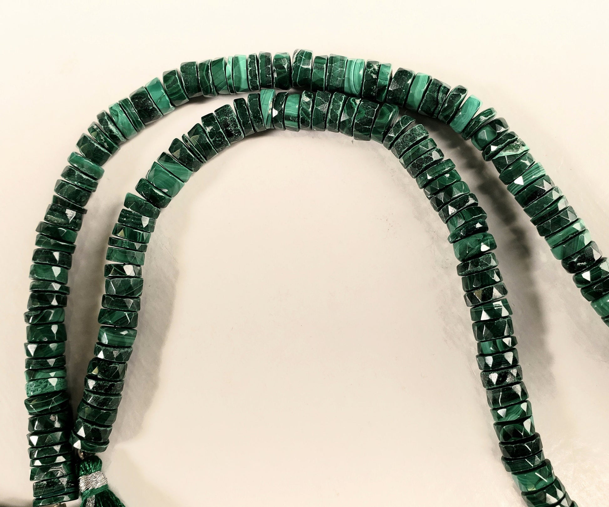 Natural Malachite 6.8-7mm Faceted Heishe AAA for Jewelry Making, Necklace, Bracelet, Gift, Gemstone Green Beads 4"/8" Strand