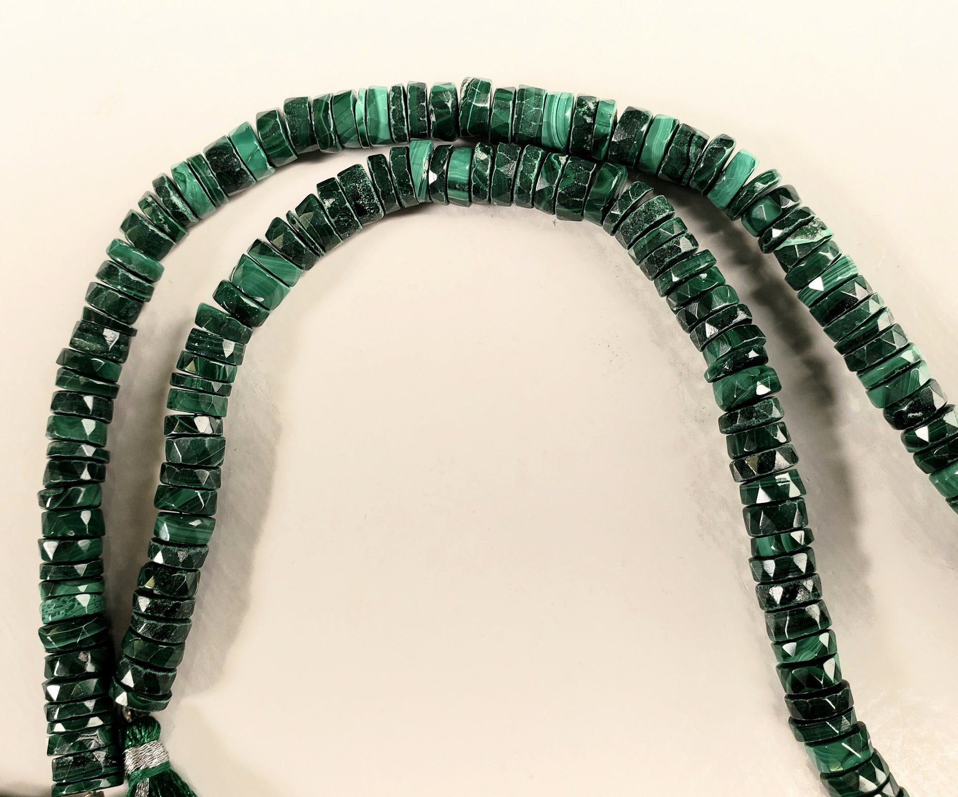 Natural Malachite 6.8-7mm Faceted Heishe AAA for Jewelry Making, Necklace, Bracelet, Gift, Gemstone Green Beads 4"/8" Strand