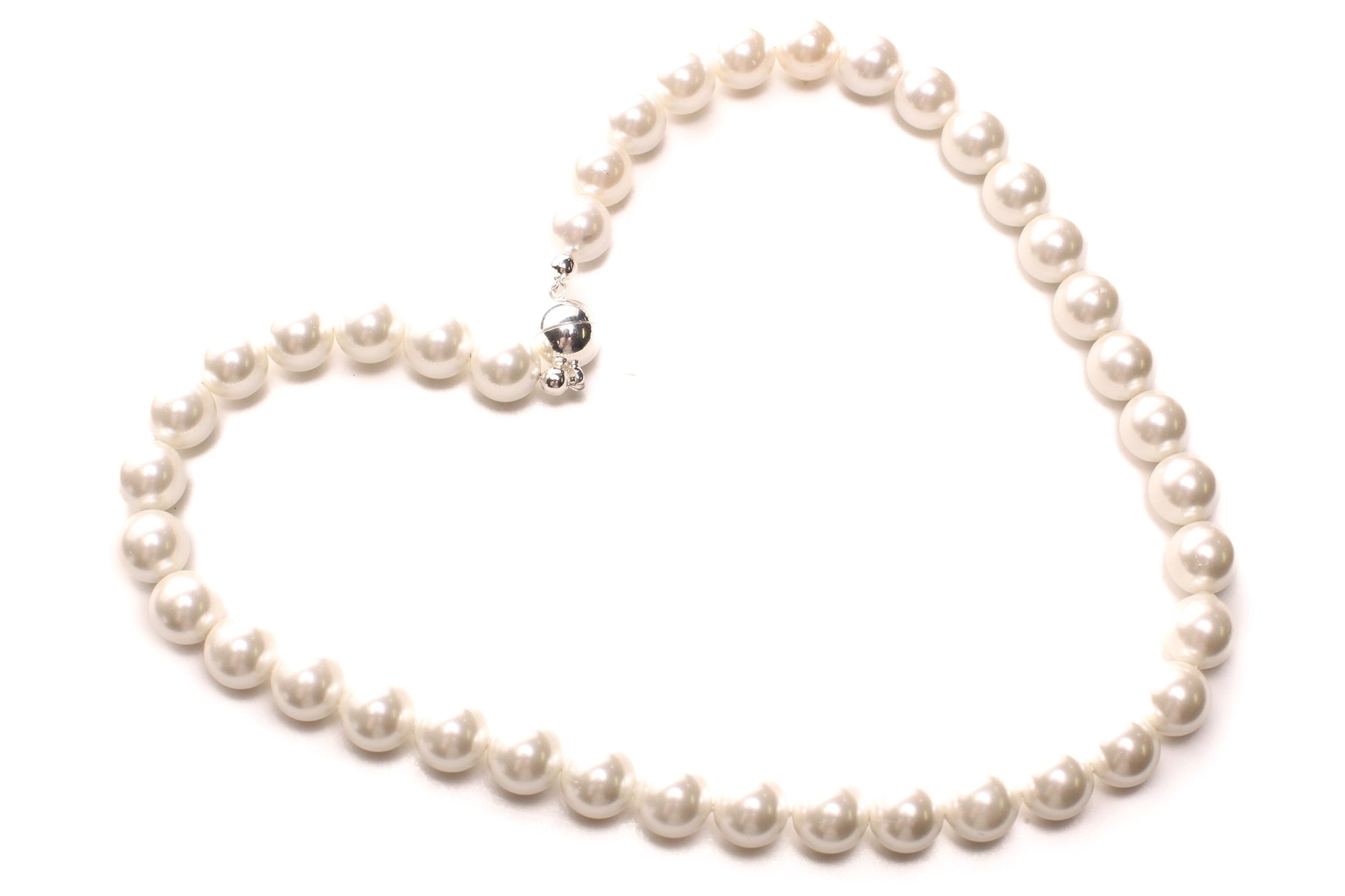 12mm White South Seashell Pearl Necklace with Magnetic Clasp Bridal ,Evening wear , party , Elegant gift