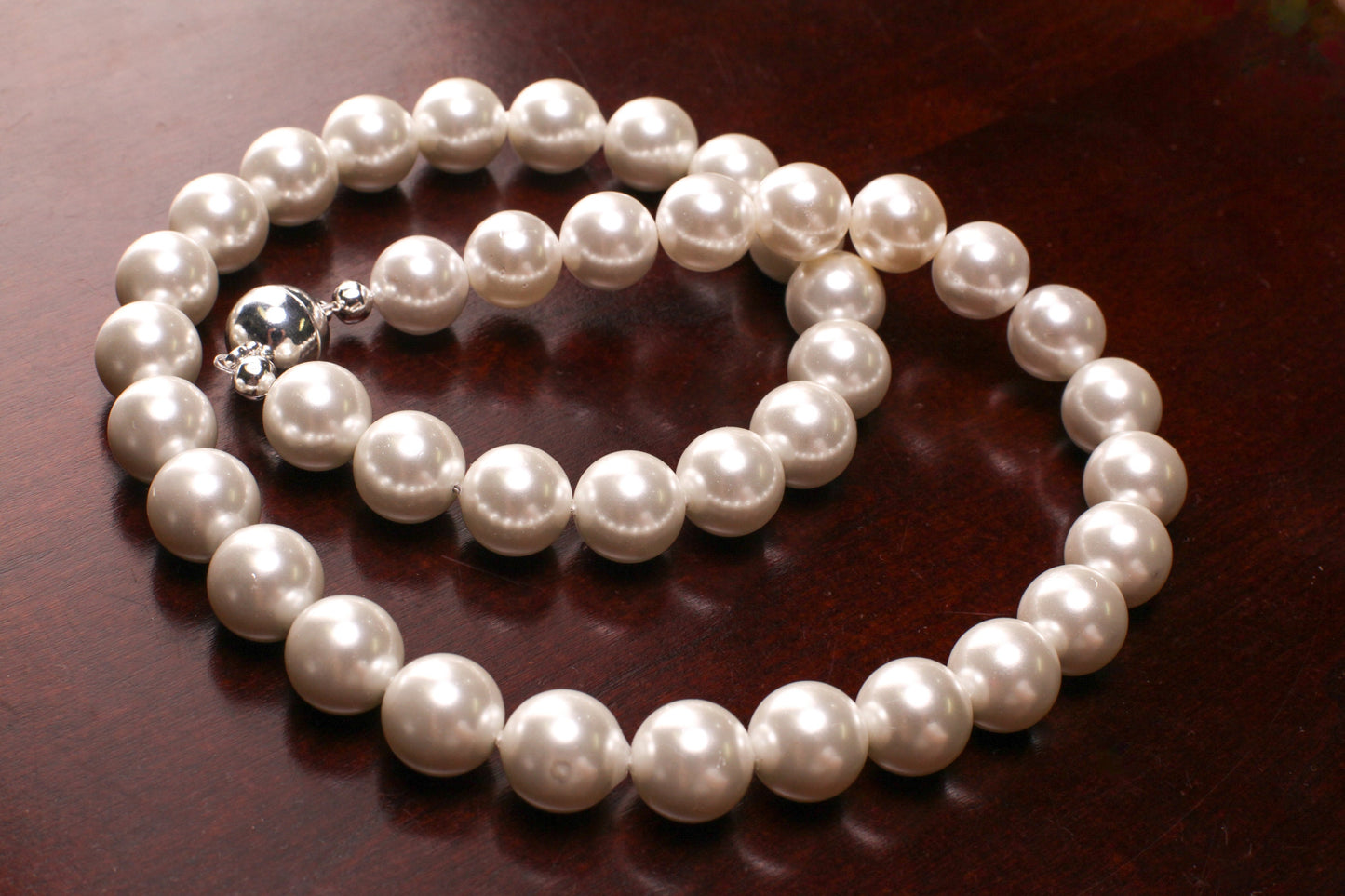 12mm White South Seashell Pearl Necklace Bridal, Evening wear, party, Elegant gift
