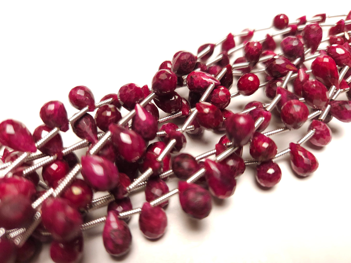 Natural Ruby Faceted Teardrop 4-6x6-9mm Gemstone Briolette Jewelry Beads 10 pcs or 20 pcs