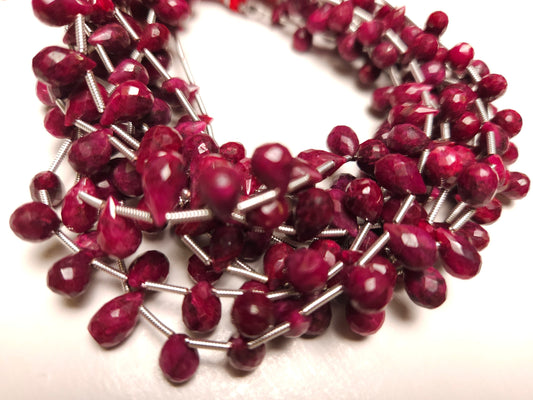 Natural Ruby Faceted Teardrop 4x6-5x8mm Gemstone Briolette Jewelry Beads 10 pcs or 20 pcs