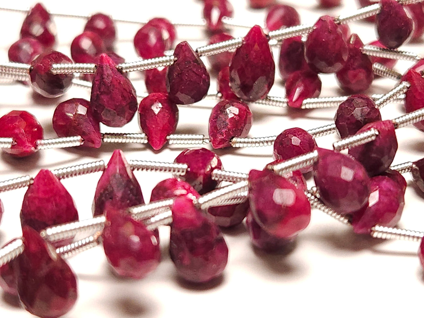 Natural Ruby Faceted Teardrop 4x6-5x8mm Gemstone Briolette Jewelry Beads 10 pcs or 20 pcs