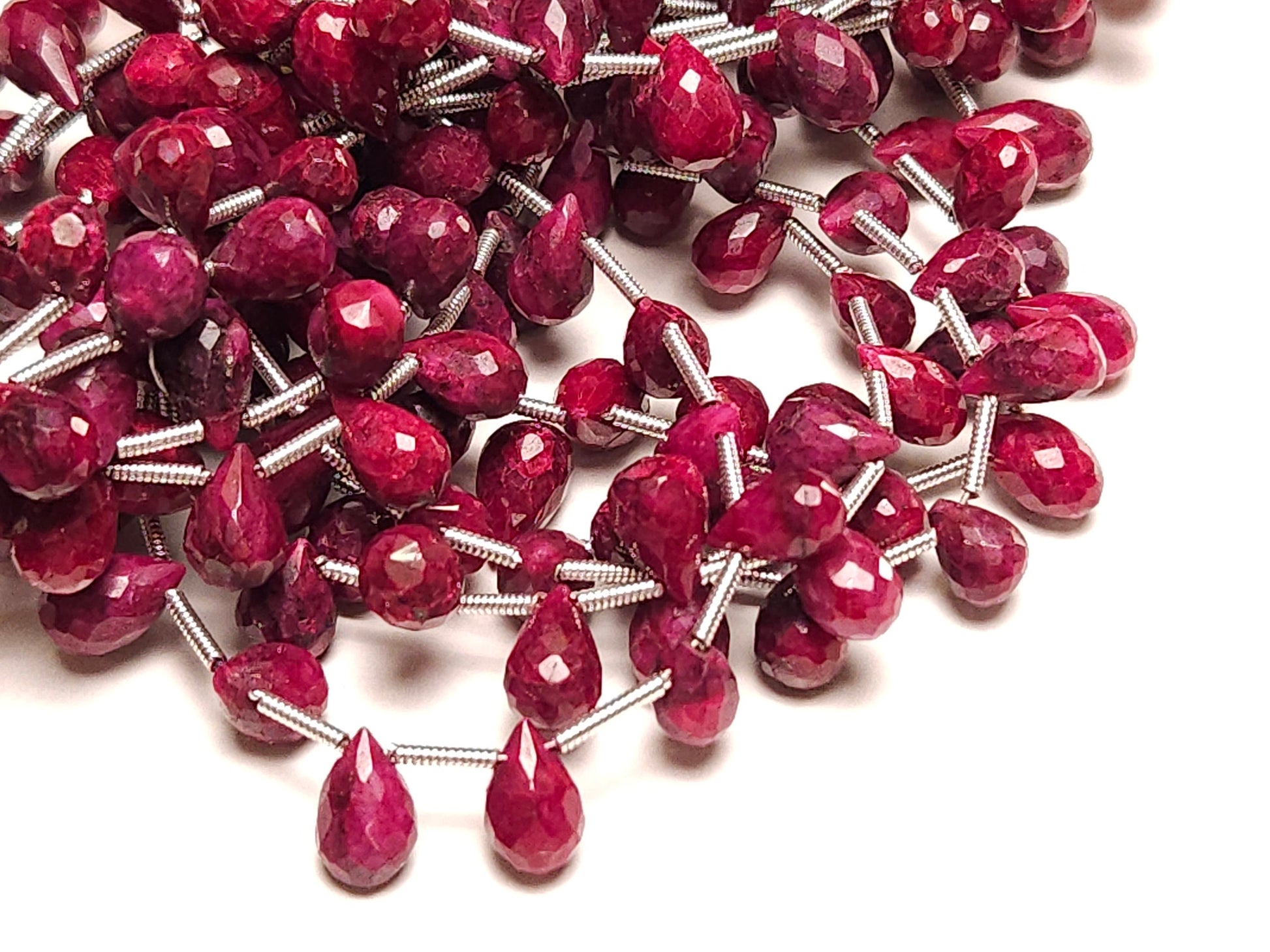 Natural Ruby Faceted Teardrop 4-6x6-9mm Gemstone Briolette Jewelry Beads 10 pcs or 20 pcs