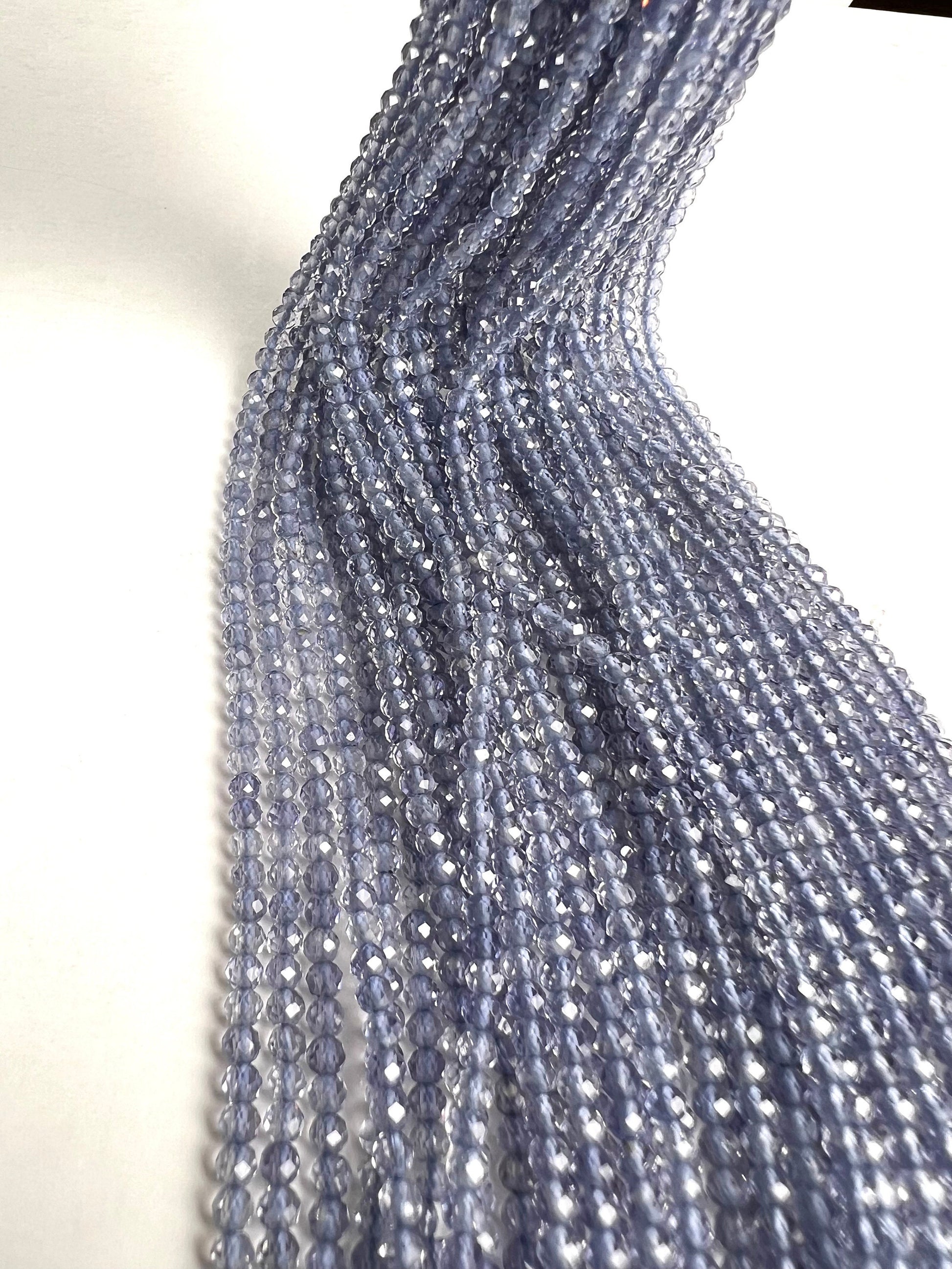 Natural Iolite 3mm Faceted Diamond Micro Cut Round Iolite rare 12" Strand.AAA clear quality gemstone beads for jewelry making.