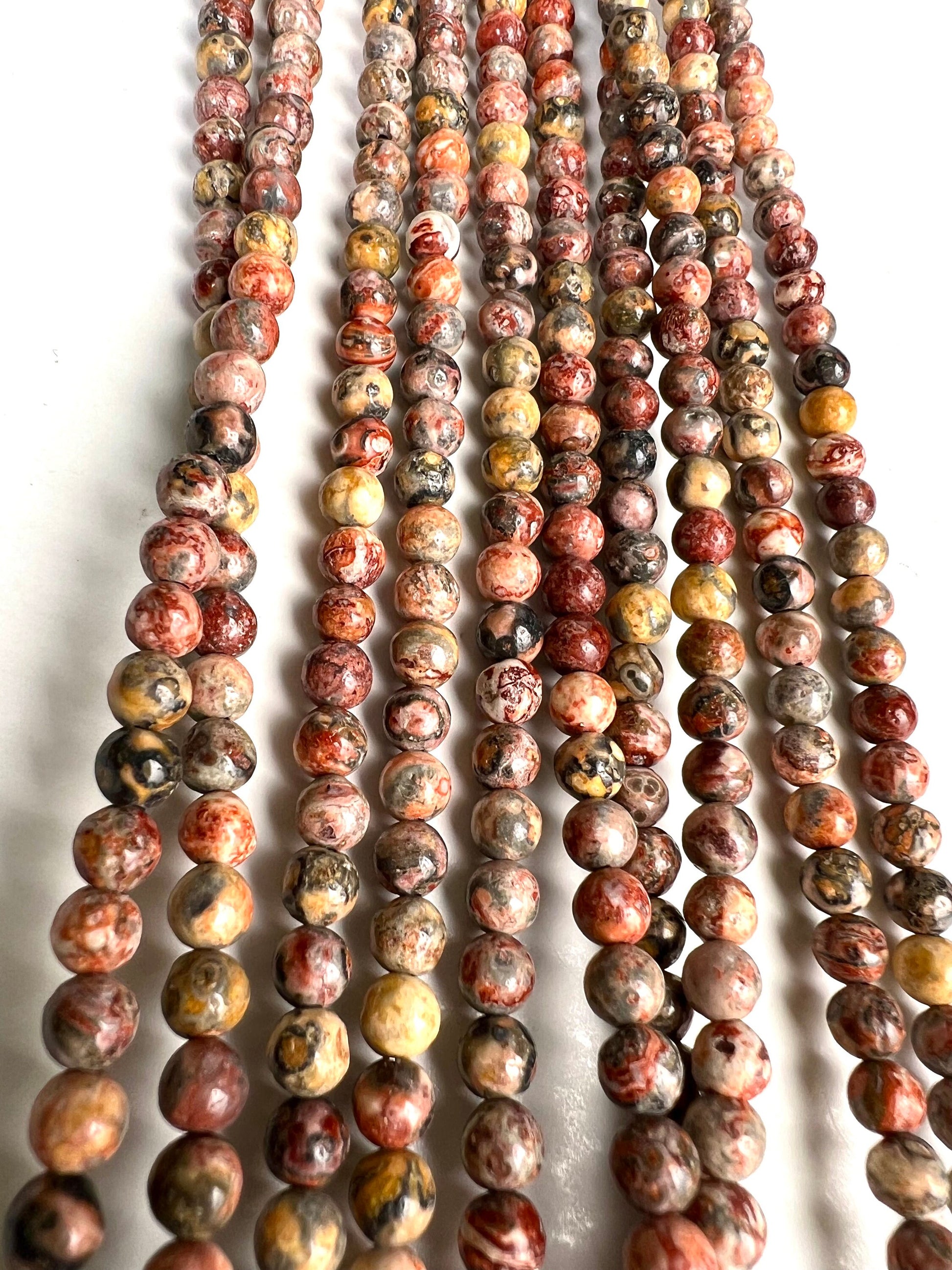 Leopard skin Jasper 4mm smooth Round Beads, Jewelry Making Gemstone Beads, Necklace, Bracelet 16" Strand. Beautiful natural pattern beads