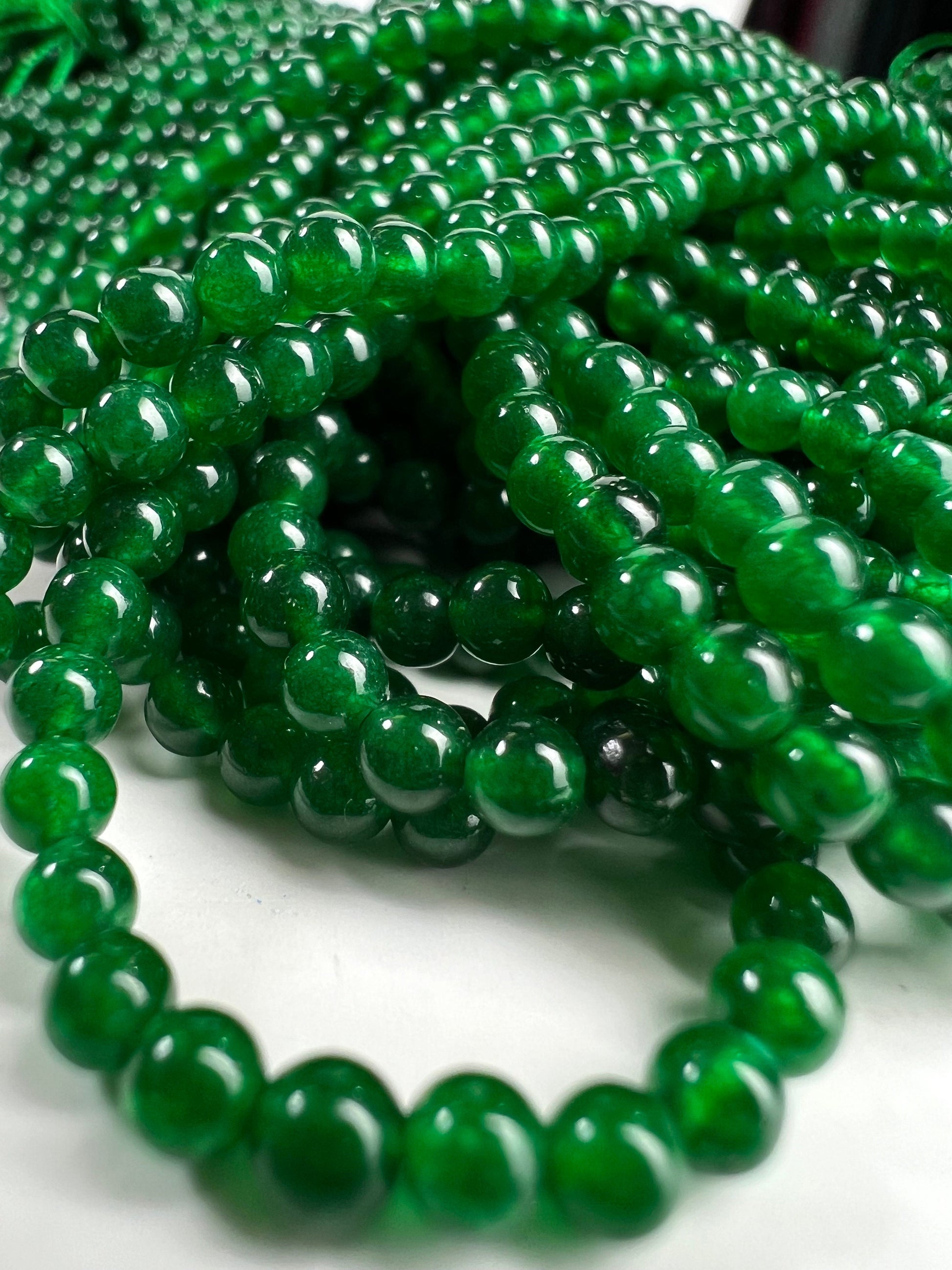 Canada jade 2, 3mm smooth round bead 15” long for jewelry making dark green gemstone.