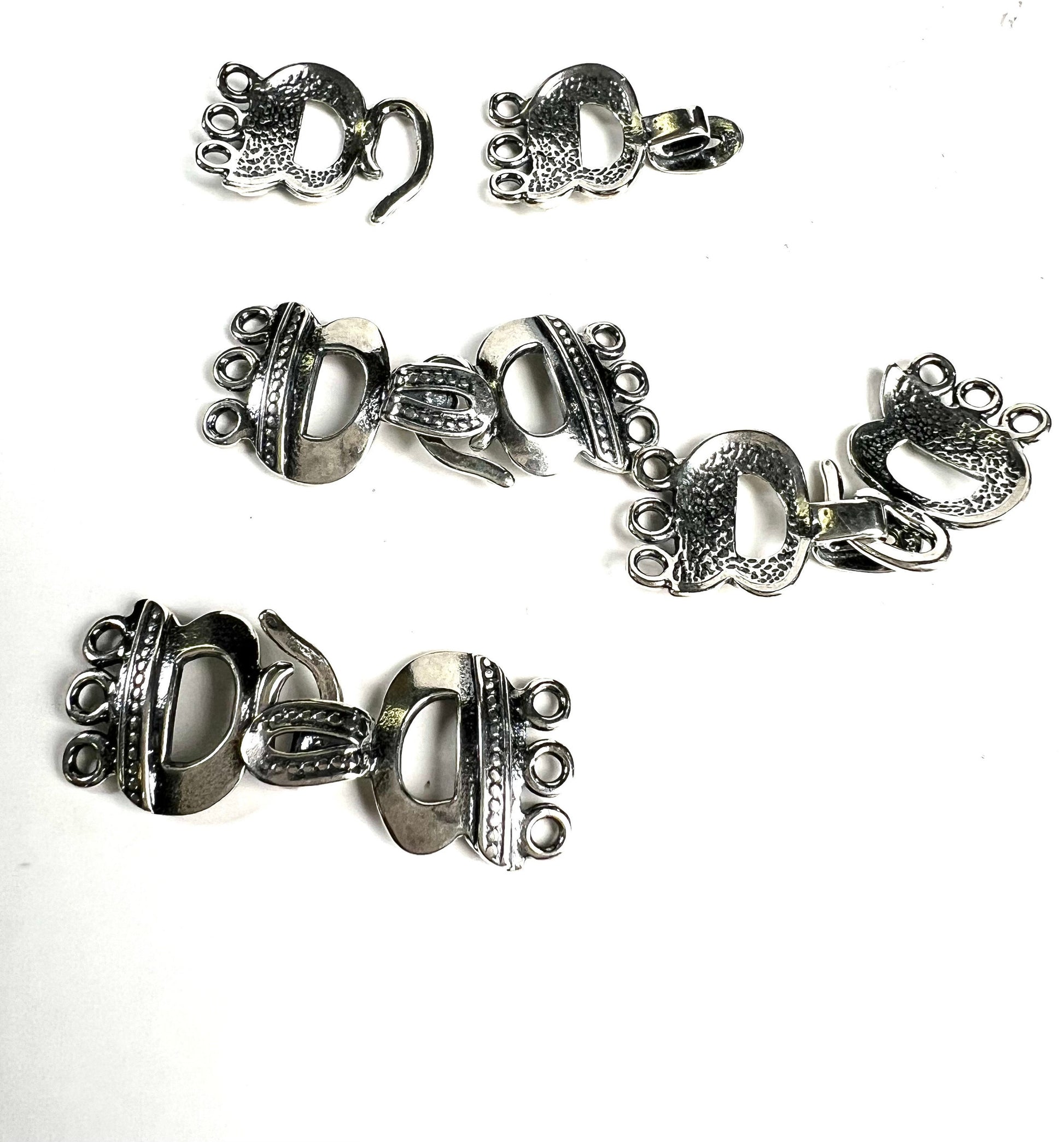 925 Sterling silver 3 loop bali handmade vintage style fancy hook clasp jewelry making findings.1 set 925 stamped