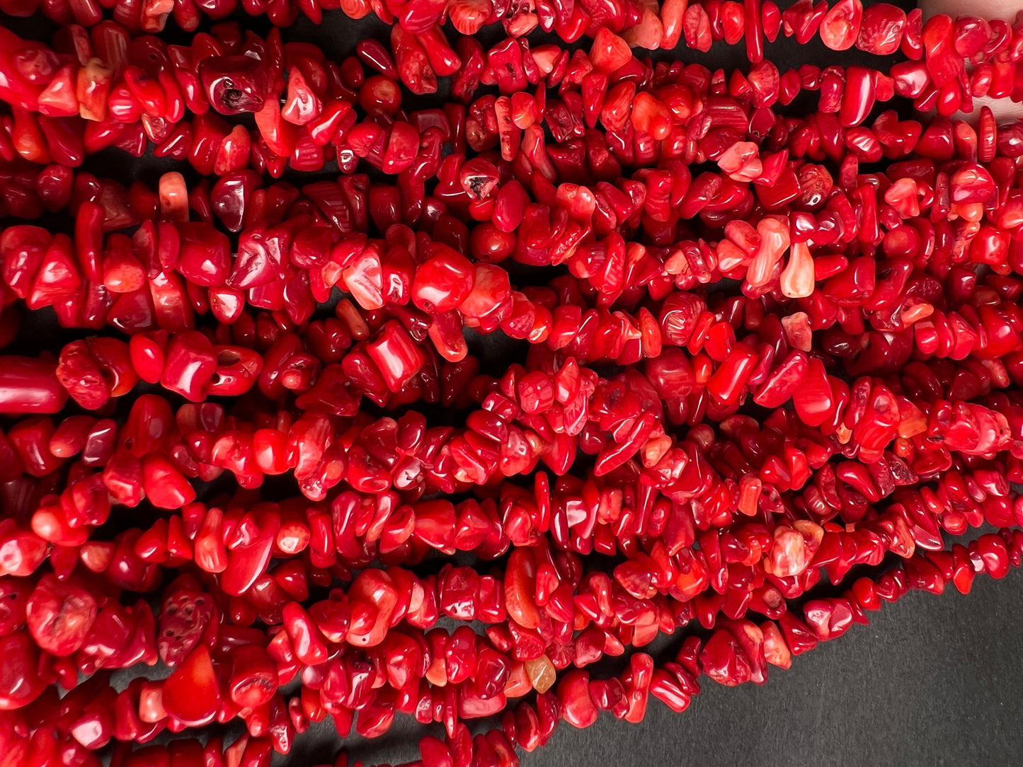 Bamboo coral raw freeform red sea coral nugget chip 4-8mm bead. 15” strand natural gemstone