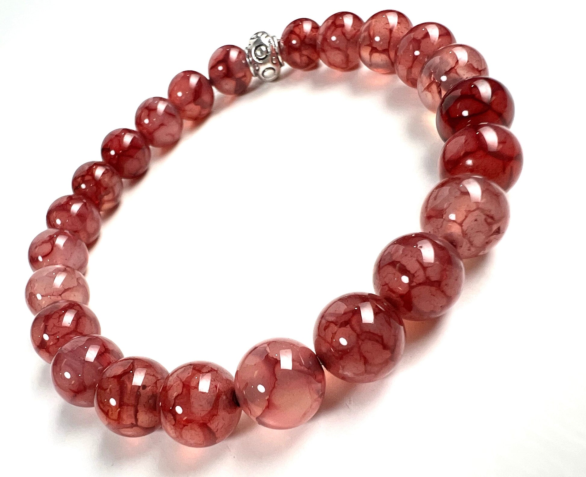 Dragon vein agate Gemstone 8mm Stretchy Bracelet 6-9.5"