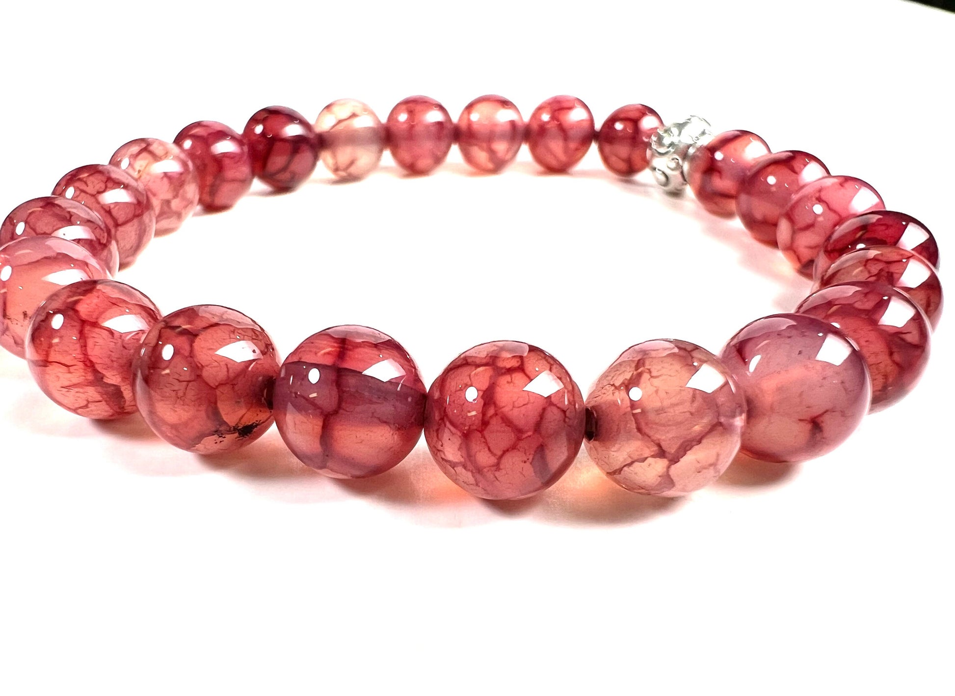 Dragon vein agate Gemstone 8mm Stretchy Bracelet 6-9.5"