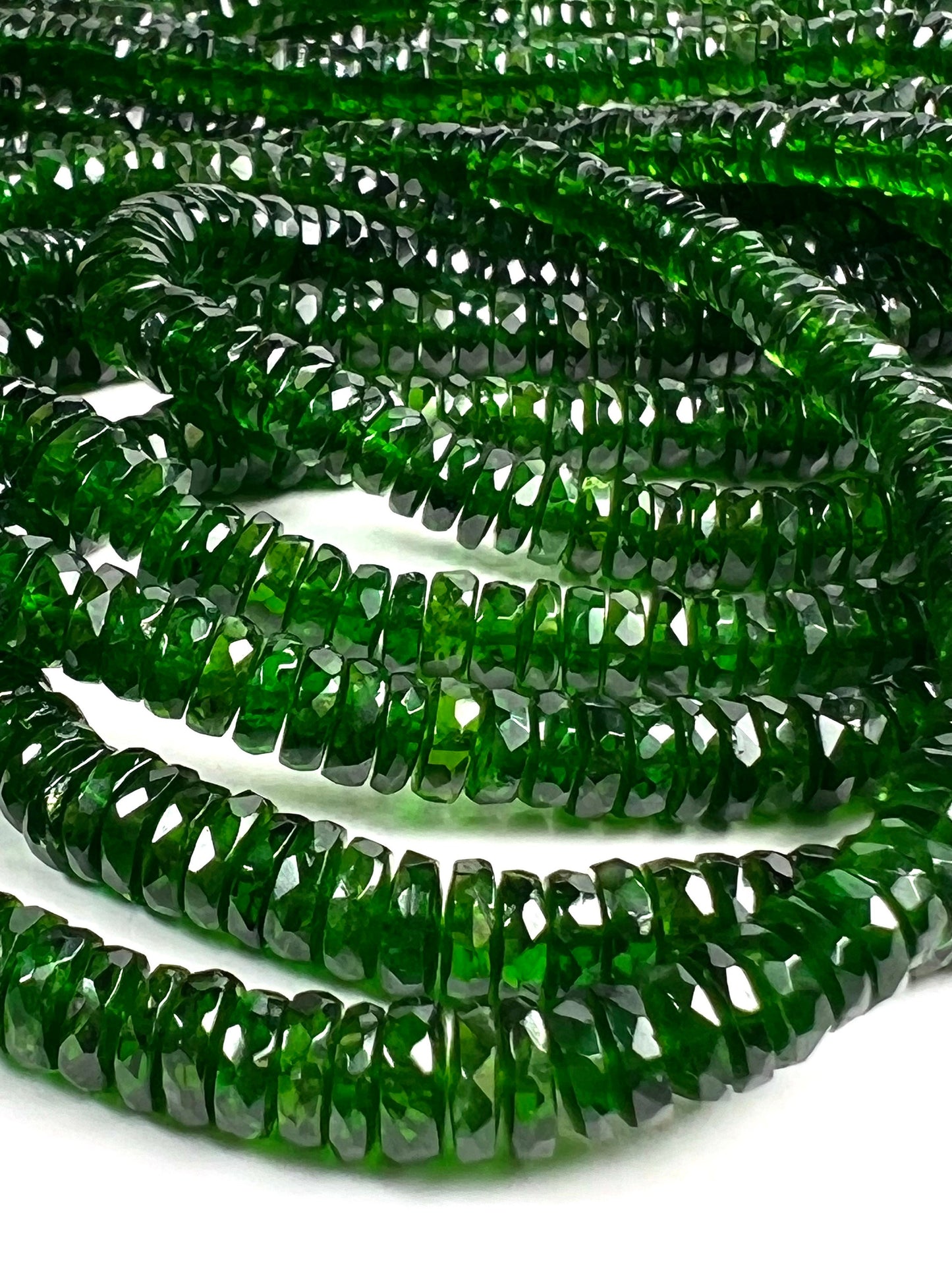 Natural Chrome Diopside 5-6mm Faceted wheel heishi tyre Beads, AAA High Quality Rare beautiful dark Green Chrome diopside Bead 6”,12” st