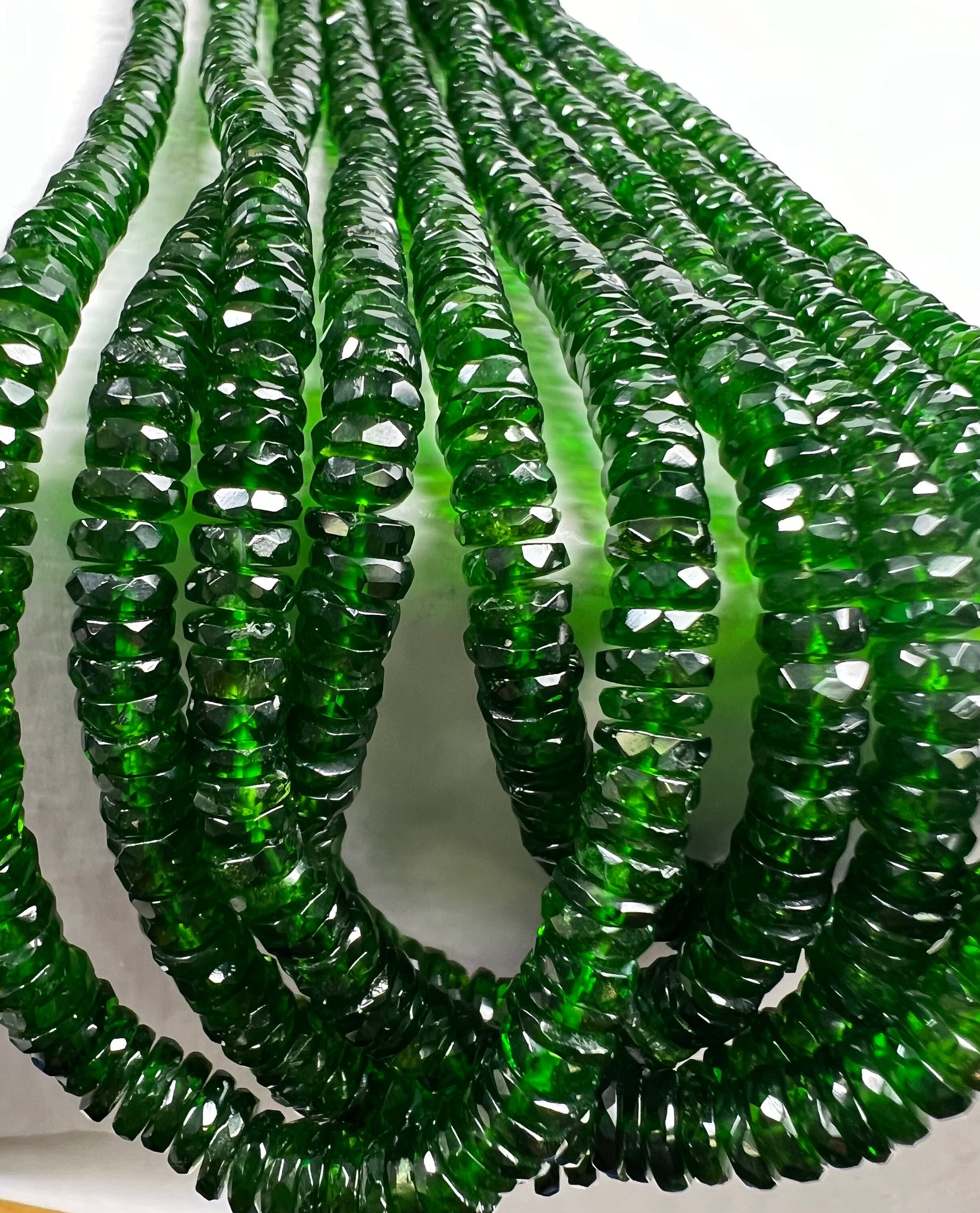 Natural Chrome Diopside 5-6mm Faceted wheel heishi tyre Beads, AAA High Quality Rare beautiful dark Green Chrome diopside Bead 6”,12” st