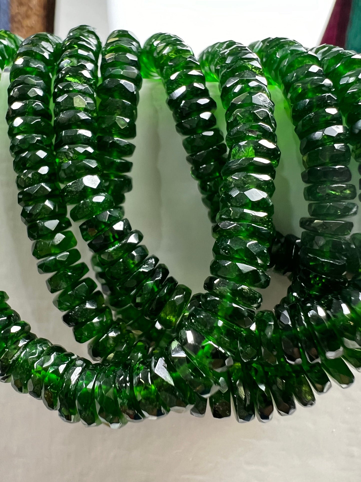 Natural Chrome Diopside 5-6mm Faceted wheel heishi tyre Beads, AAA High Quality Rare beautiful dark Green Chrome diopside Bead 6”,12” st