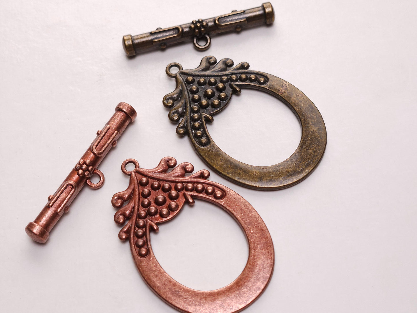 Antique Brass, Copper largeToggle clasp, 50mm Fancy drop & bar, use for pendant drop, focal or as Clasp. 1 set