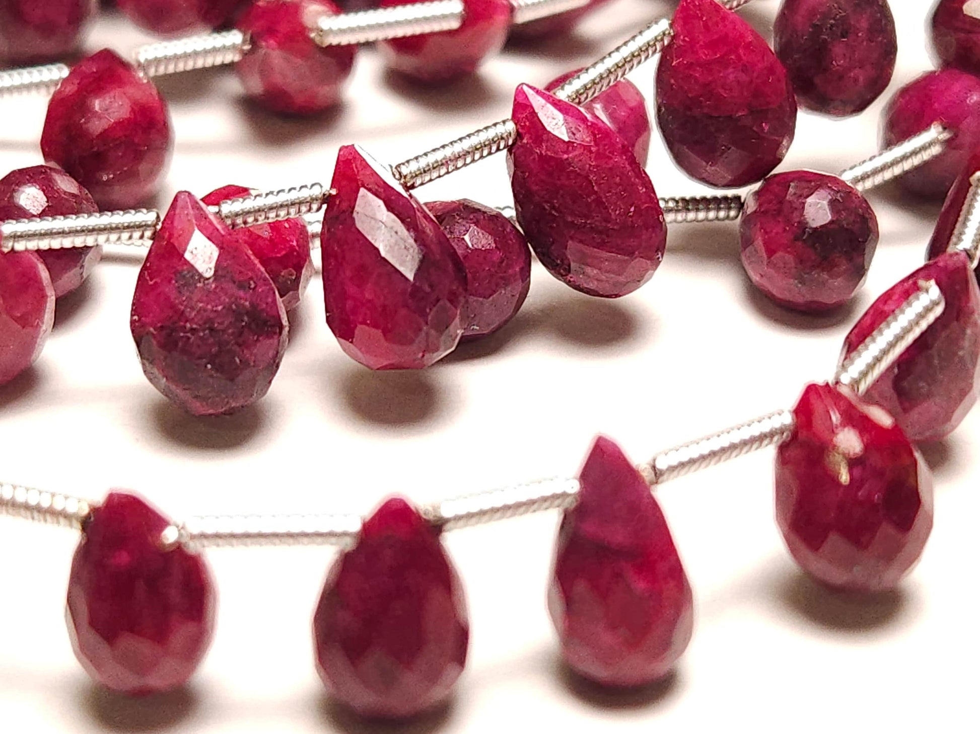 Natural Ruby Faceted Teardrop 4-6x6-9mm Gemstone Briolette Jewelry Beads 10 pcs or 20 pcs