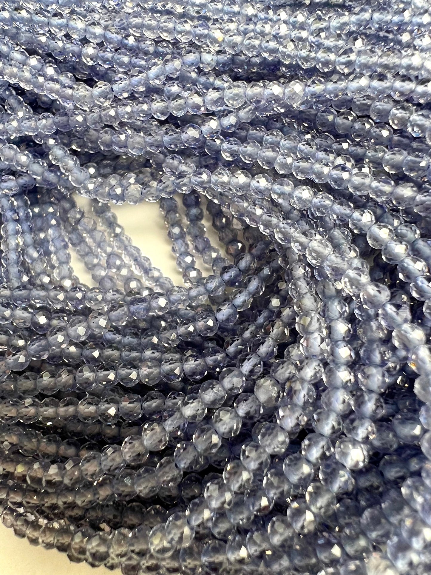 Natural Iolite 3mm Faceted Diamond Micro Cut Round Iolite rare 12" Strand.AAA clear quality gemstone beads for jewelry making.