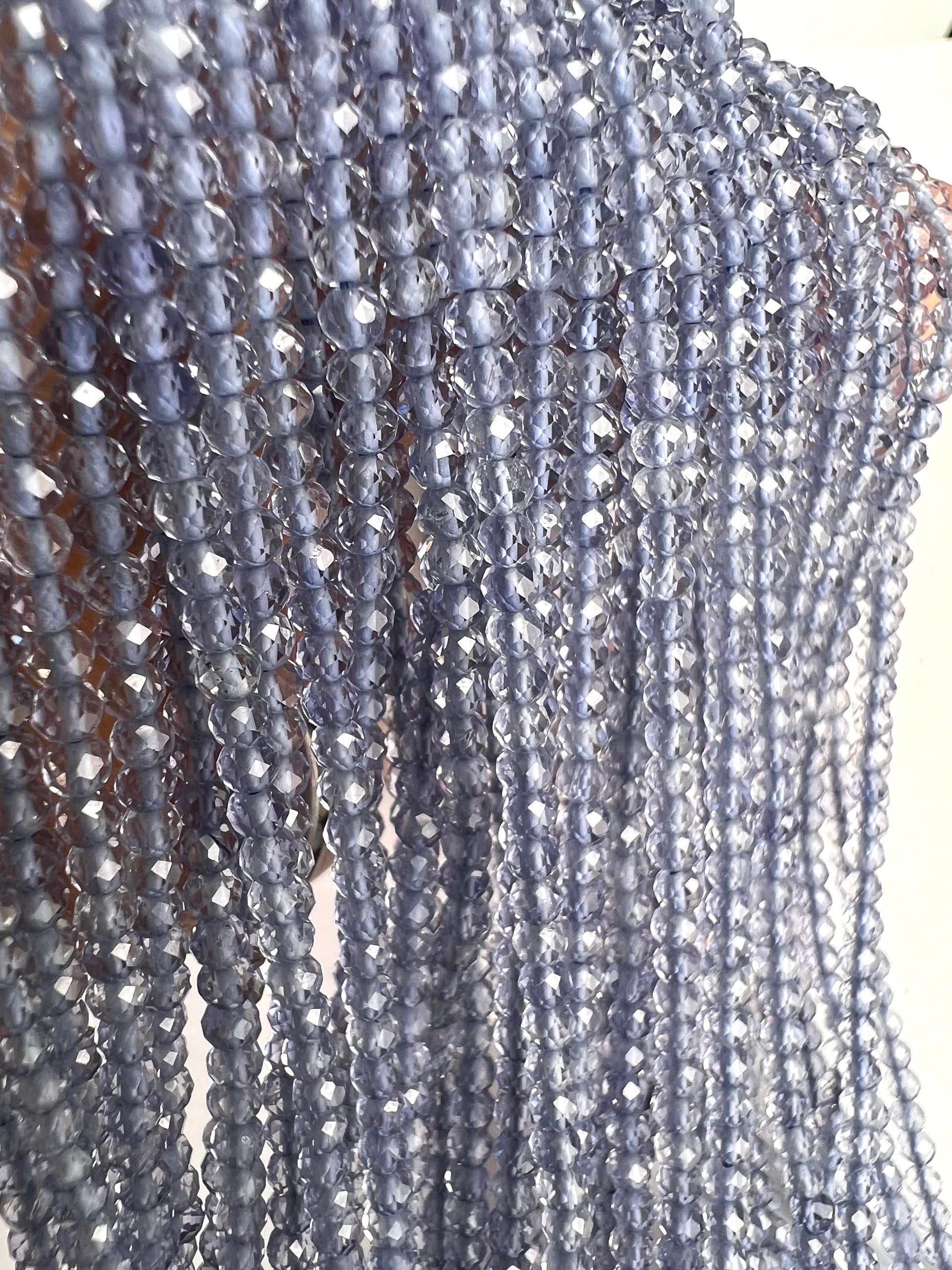 Natural Iolite 3mm Faceted Diamond Micro Cut Round Iolite rare 12" Strand.AAA clear quality gemstone beads for jewelry making.