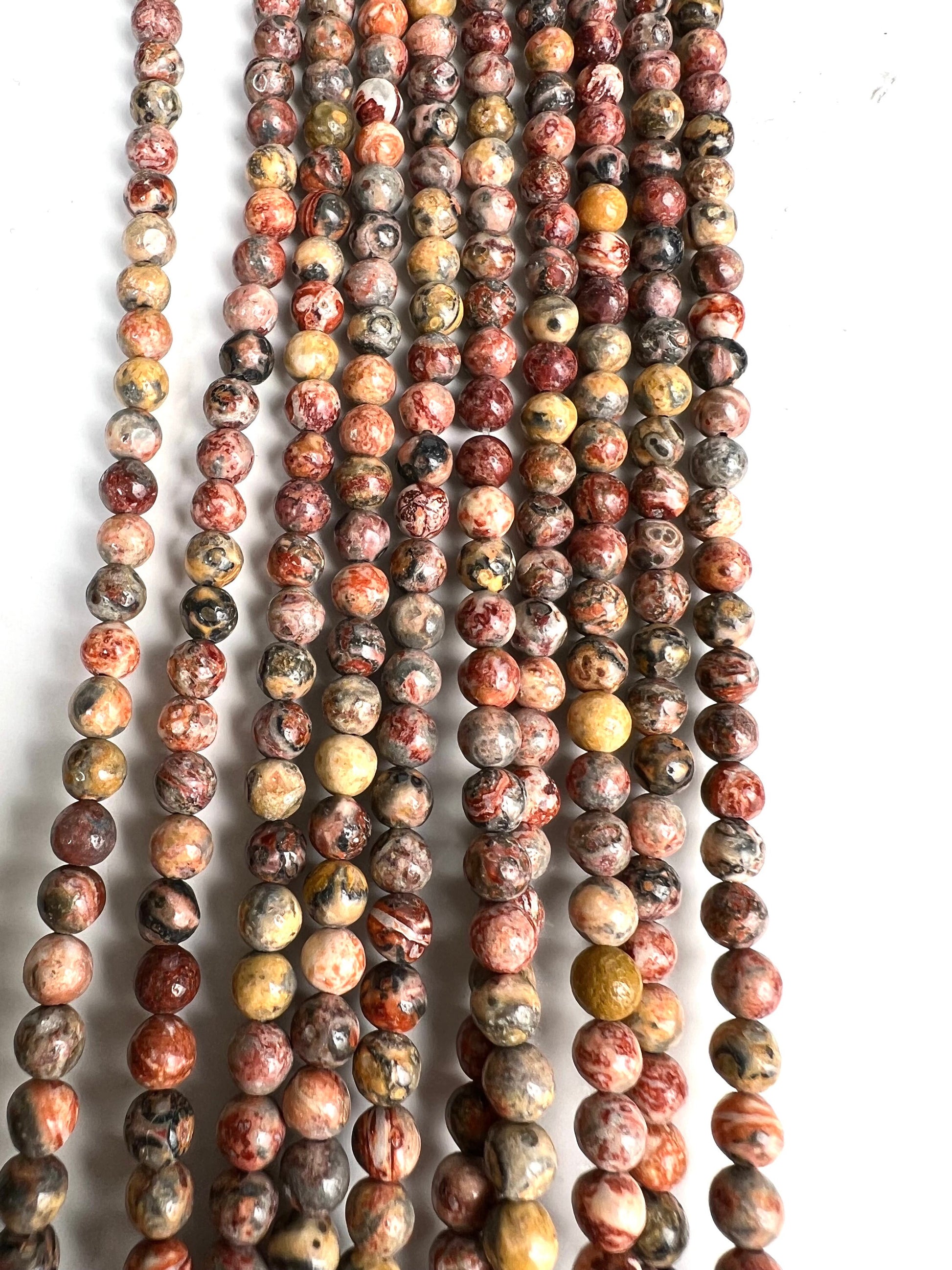 Leopard skin Jasper 4mm smooth Round Beads, Jewelry Making Gemstone Beads, Necklace, Bracelet 16" Strand. Beautiful natural pattern beads