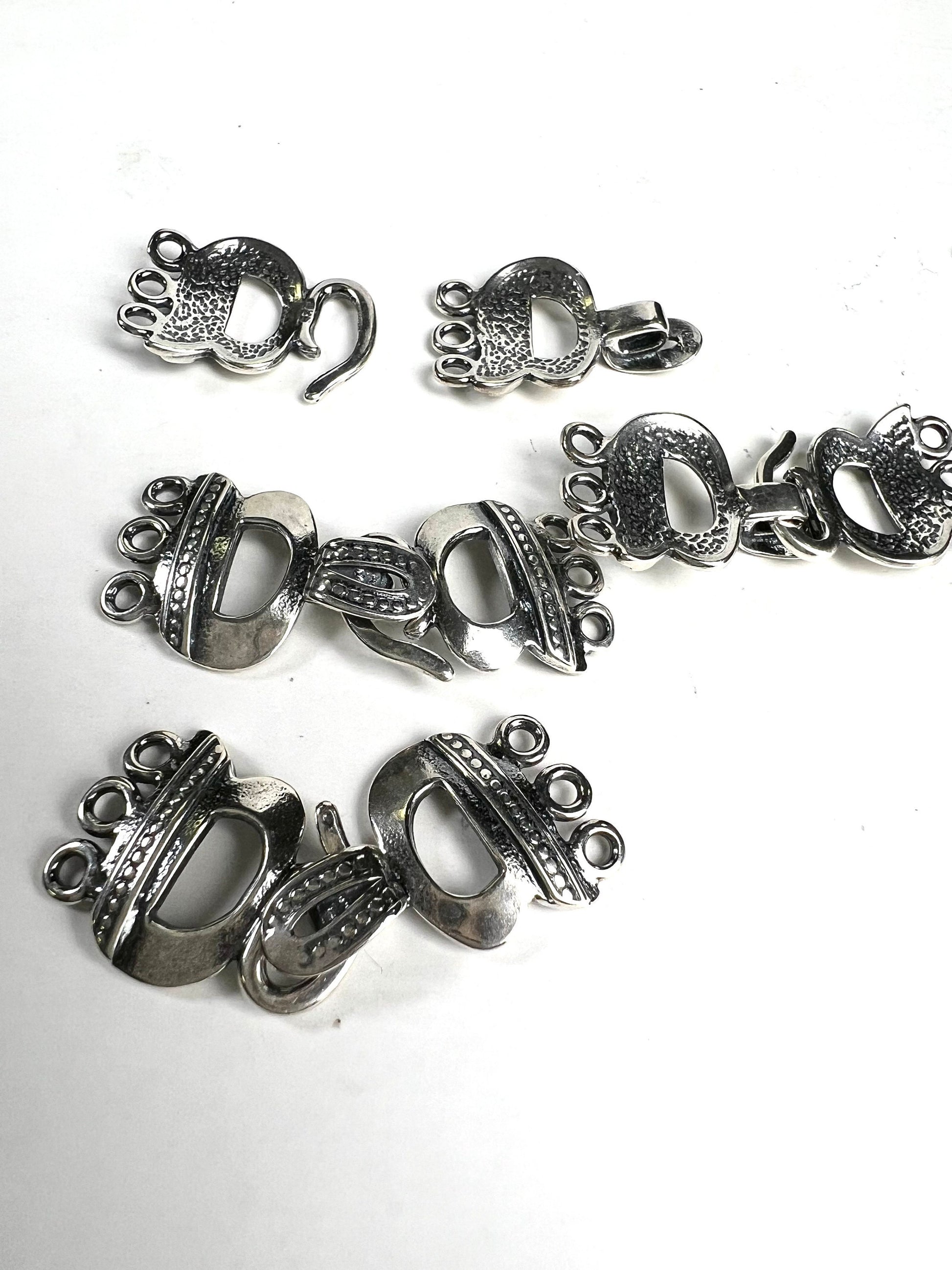 925 Sterling silver 3 loop bali handmade vintage style fancy hook clasp jewelry making findings.1 set 925 stamped