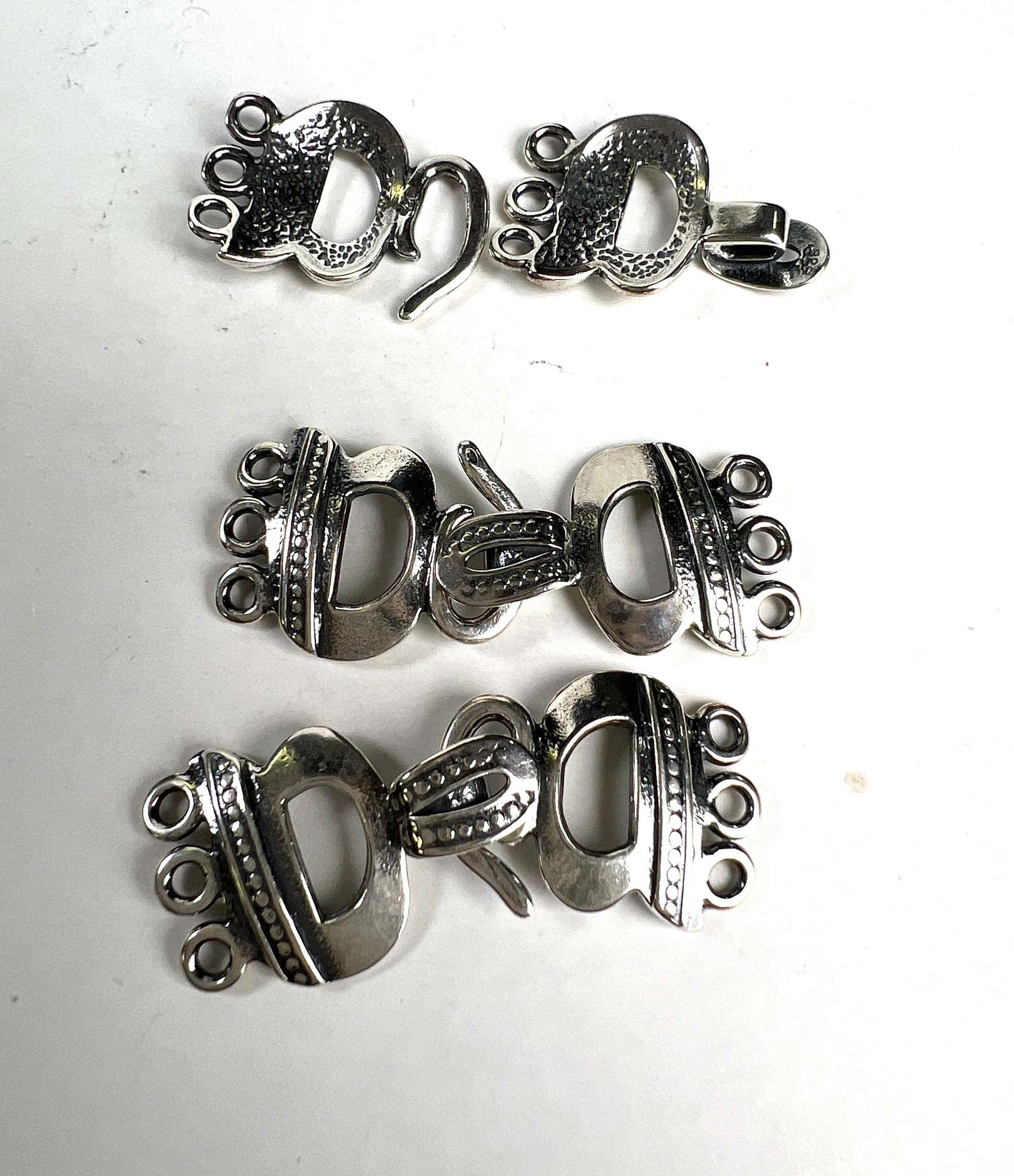 925 Sterling silver 3 loop bali handmade vintage style fancy hook clasp jewelry making findings.1 set 925 stamped