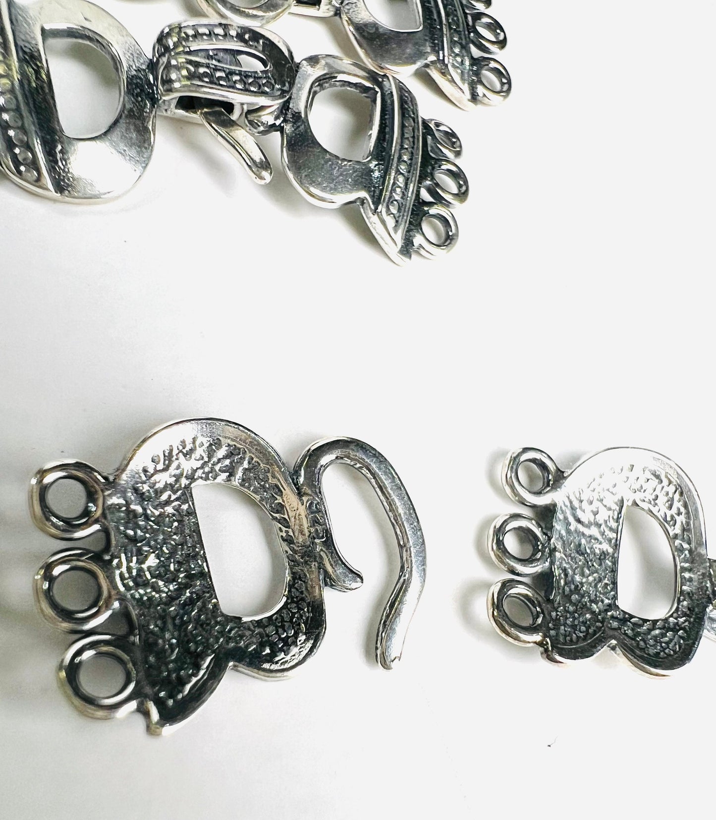 925 Sterling silver 3 loop bali handmade vintage style fancy hook clasp jewelry making findings.1 set 925 stamped