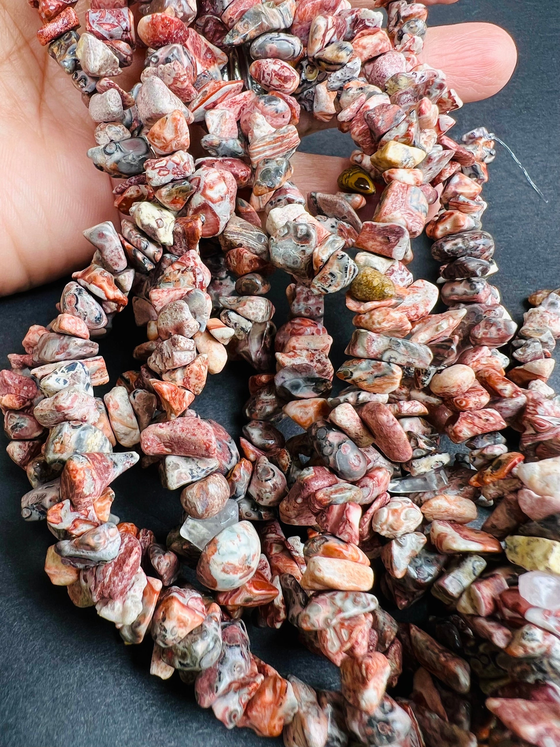 Garnet Unakite fluorite jasper sodalite rutilated quartz raw freeform nugget chip 4-8mm bead. 15” strand natural gemstone