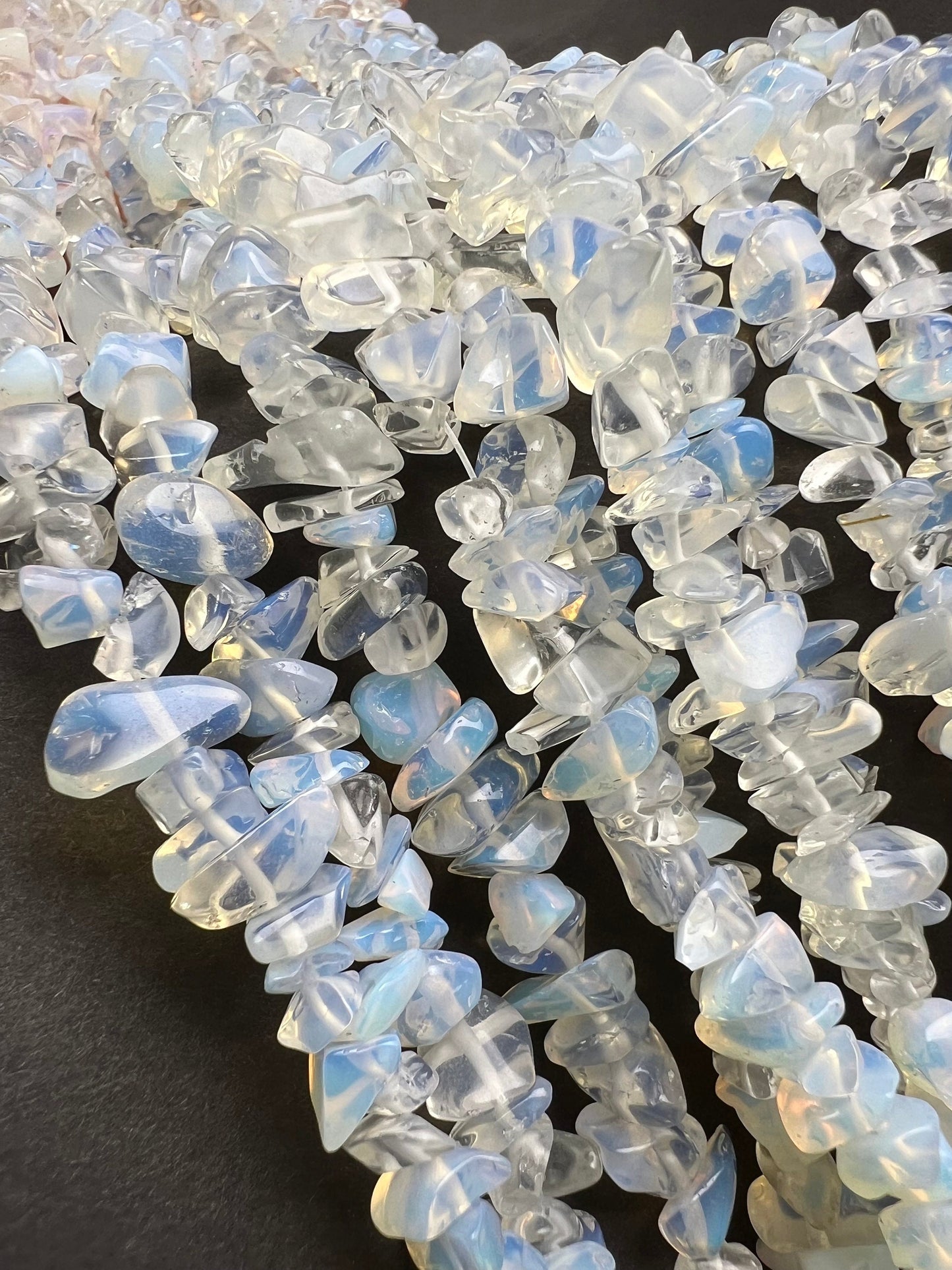 White Howlite opalite new jade carnelian blue goldstone raw smooth Freeform nugget chip 4-8mm bead. 15” strand natural gemstone