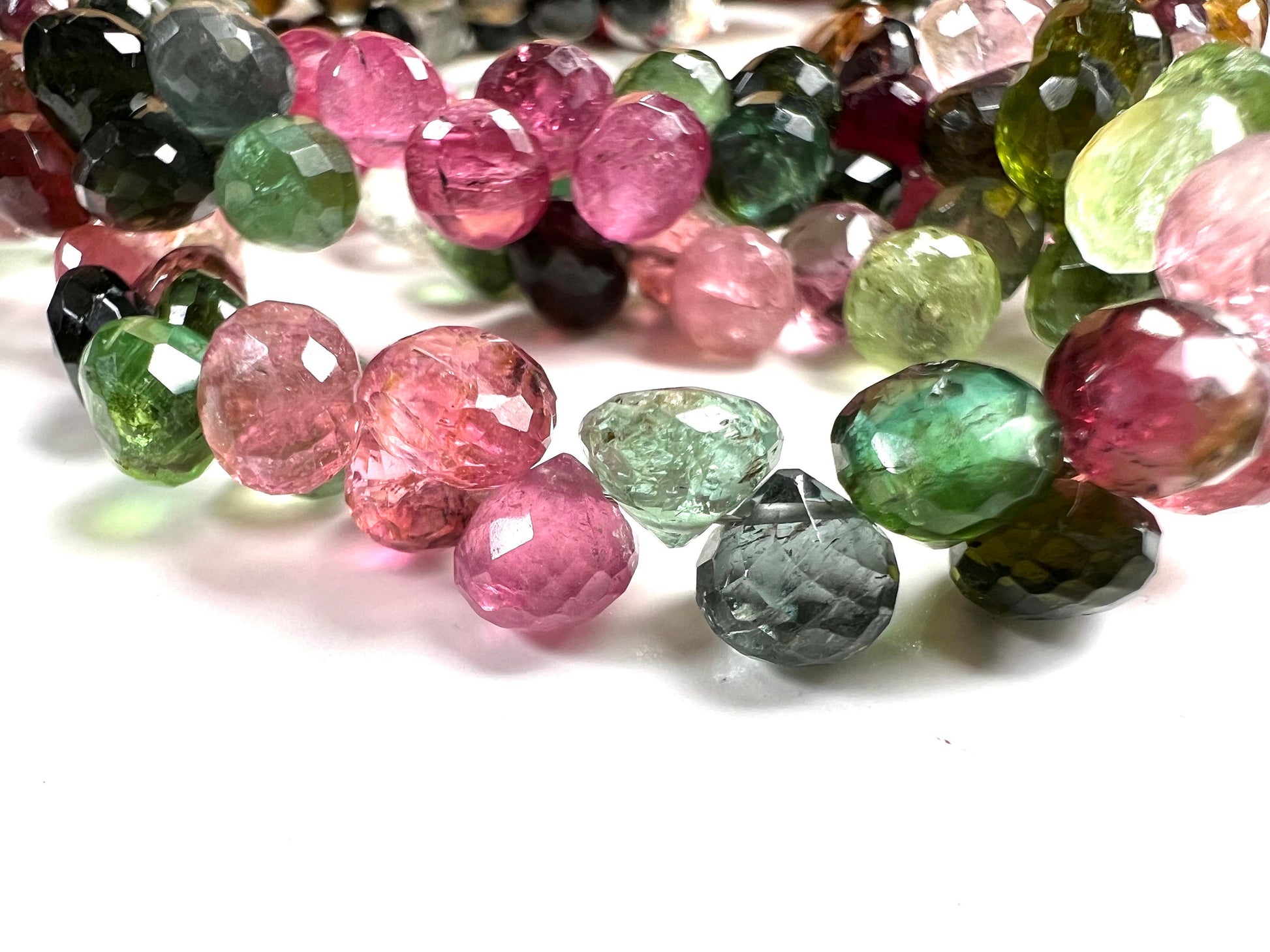 Multi Tourmaline Faceted onion drop 6-6.5mm Jewelry Making drop beads, AAA Quality Gems. 30 pcs, 60 pcs
