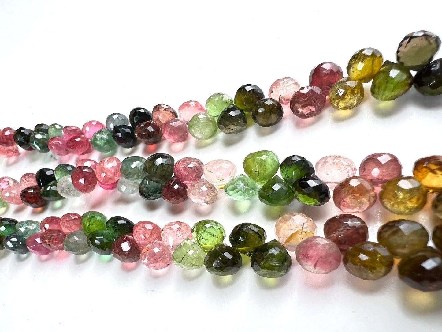 Multi Tourmaline Faceted onion drop 6-6.5mm Jewelry Making drop beads, AAA Quality Gems. 30 pcs, 60 pcs