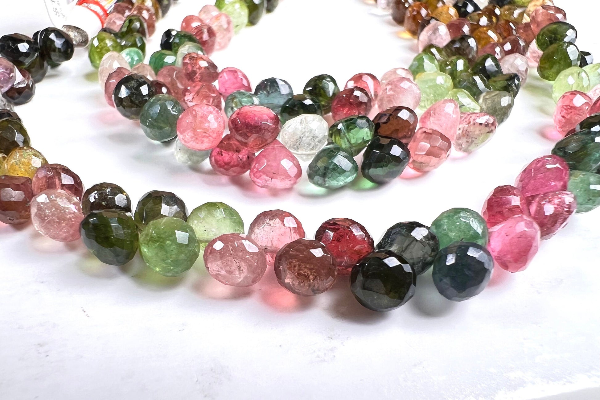 Multi Tourmaline Faceted onion drop 6-6.5mm Jewelry Making drop beads, AAA Quality Gems. 30 pcs, 60 pcs