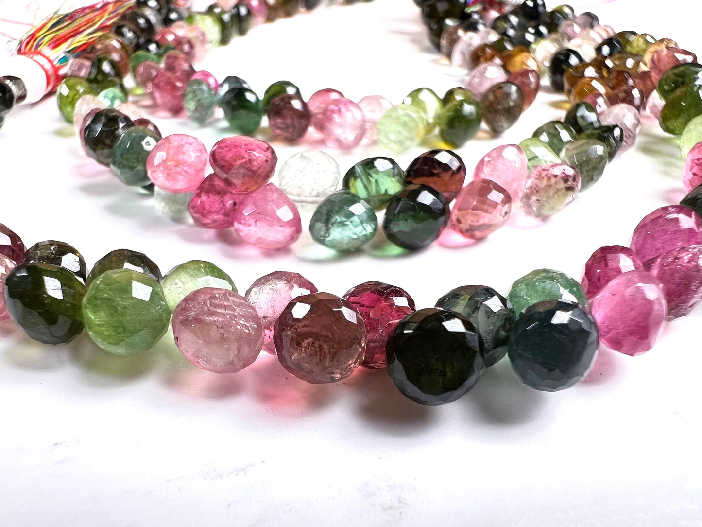 Multi Tourmaline Faceted onion drop 6-6.5mm Jewelry Making drop beads, AAA Quality Gems. 30 pcs, 60 pcs