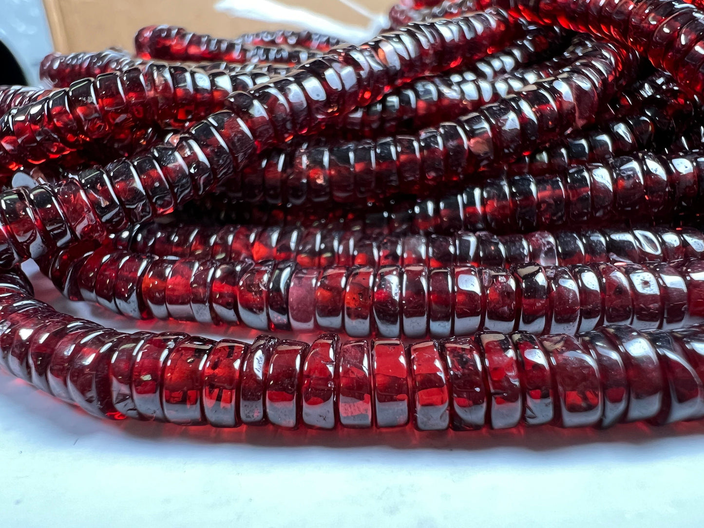 Mozambique Garnet smooth heishi tyre bead, Merlot Dark Red 5.5-6mm Jewelry Making Gemstone Beads, Heavy Weight Gemstone 7.5”,14” strand