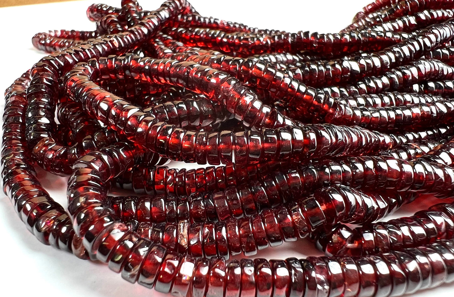 Mozambique Garnet smooth heishi tyre bead, Merlot Dark Red 5.5-6mm Jewelry Making Gemstone Beads, Heavy Weight Gemstone 7.5”,14” strand