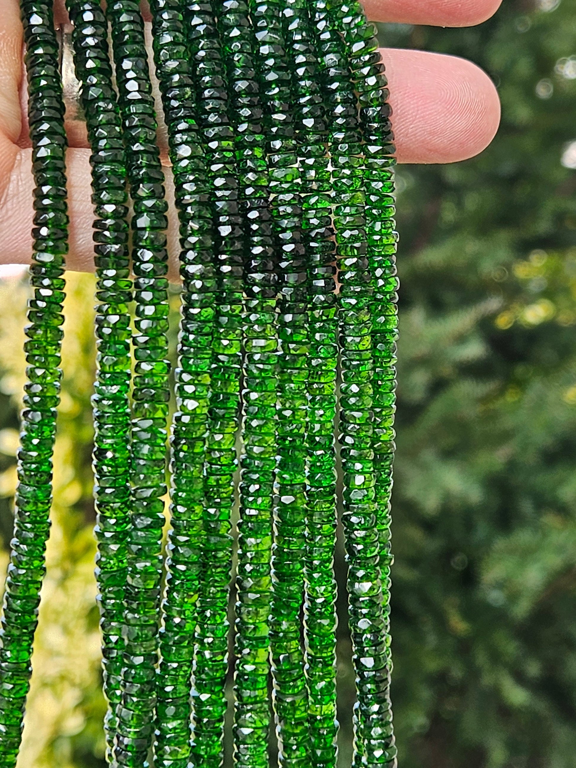 Natural Chrome Diopside 5-6mm Faceted wheel heishi tyre Beads, AAA High Quality Rare beautiful dark Green Chrome diopside Bead 6”,12” st