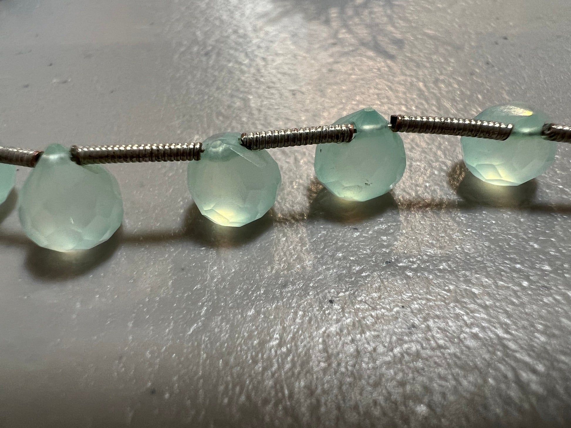 Chalcedony onion drop 6.5-7mm Faceted Jewelry Making Lime Green Gemstone 4pcs, 8 pcs