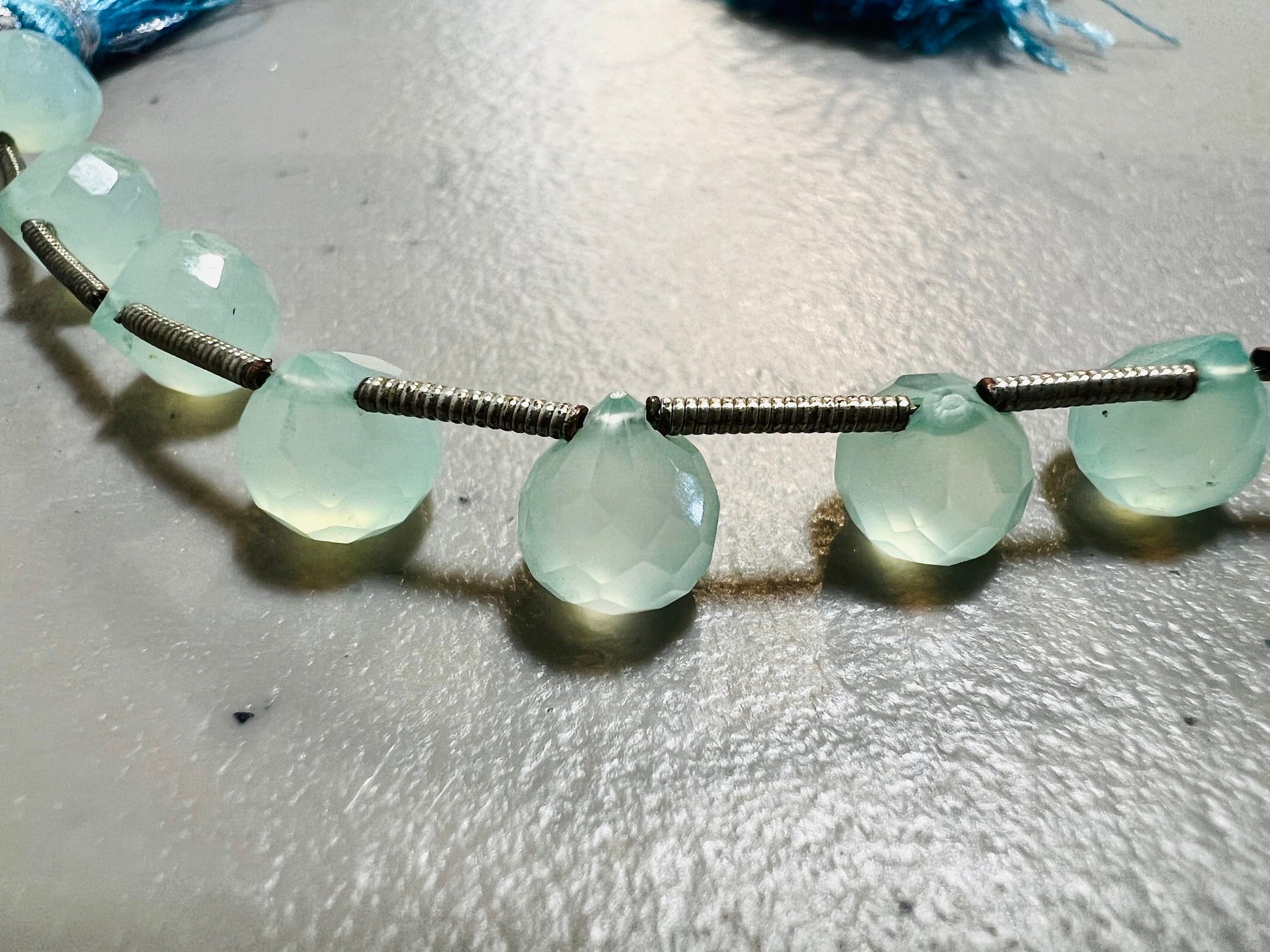 Chalcedony onion drop 6.5-7mm Faceted Jewelry Making Lime Green Gemstone 4pcs, 8 pcs