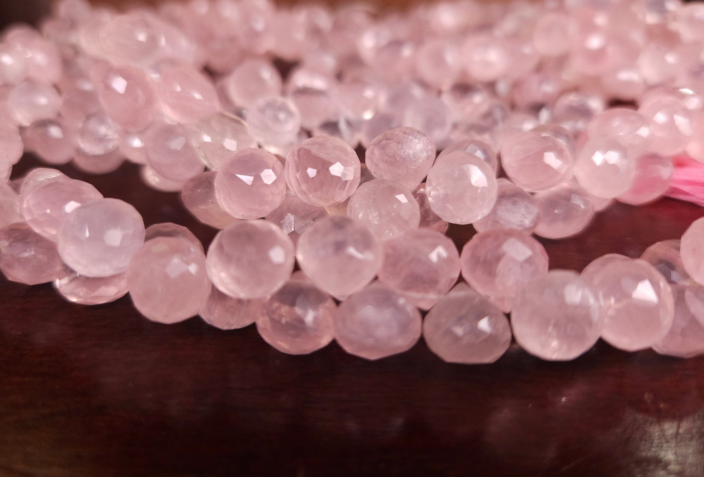 Madagascar Rose Quartz Onion drop, narural rose Quartz Faceted Onion 6-8mm Drop for Jewelry Making 4pcs, 10cs, 20 pcs