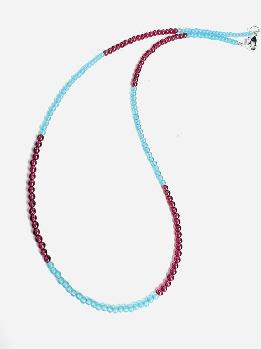 Garnet and Aquamarine 2.5mm smooth round necklace. Chocker layering minimalist gift January and March birthstone