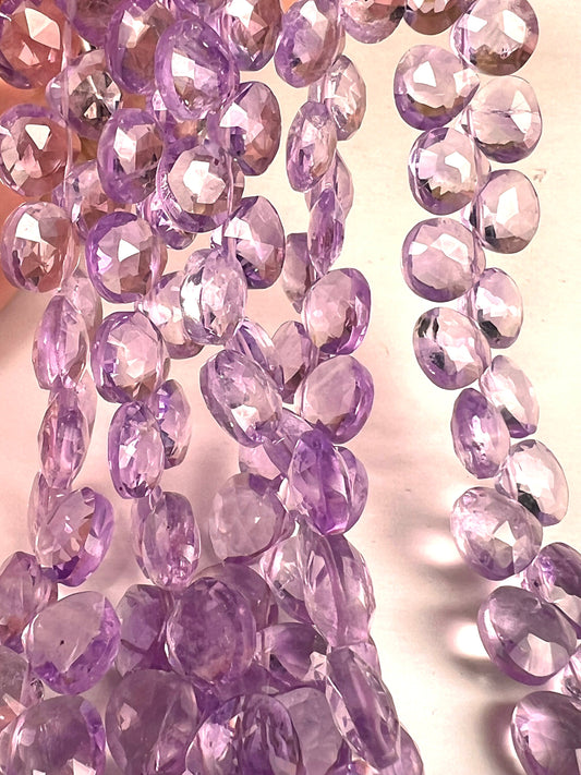 Natural Pink Amethyst Faceted heart drop 8.5-9mm icy lavender pink for Jewelry Making Gemstone Beads . 10, 20, 30 pcs