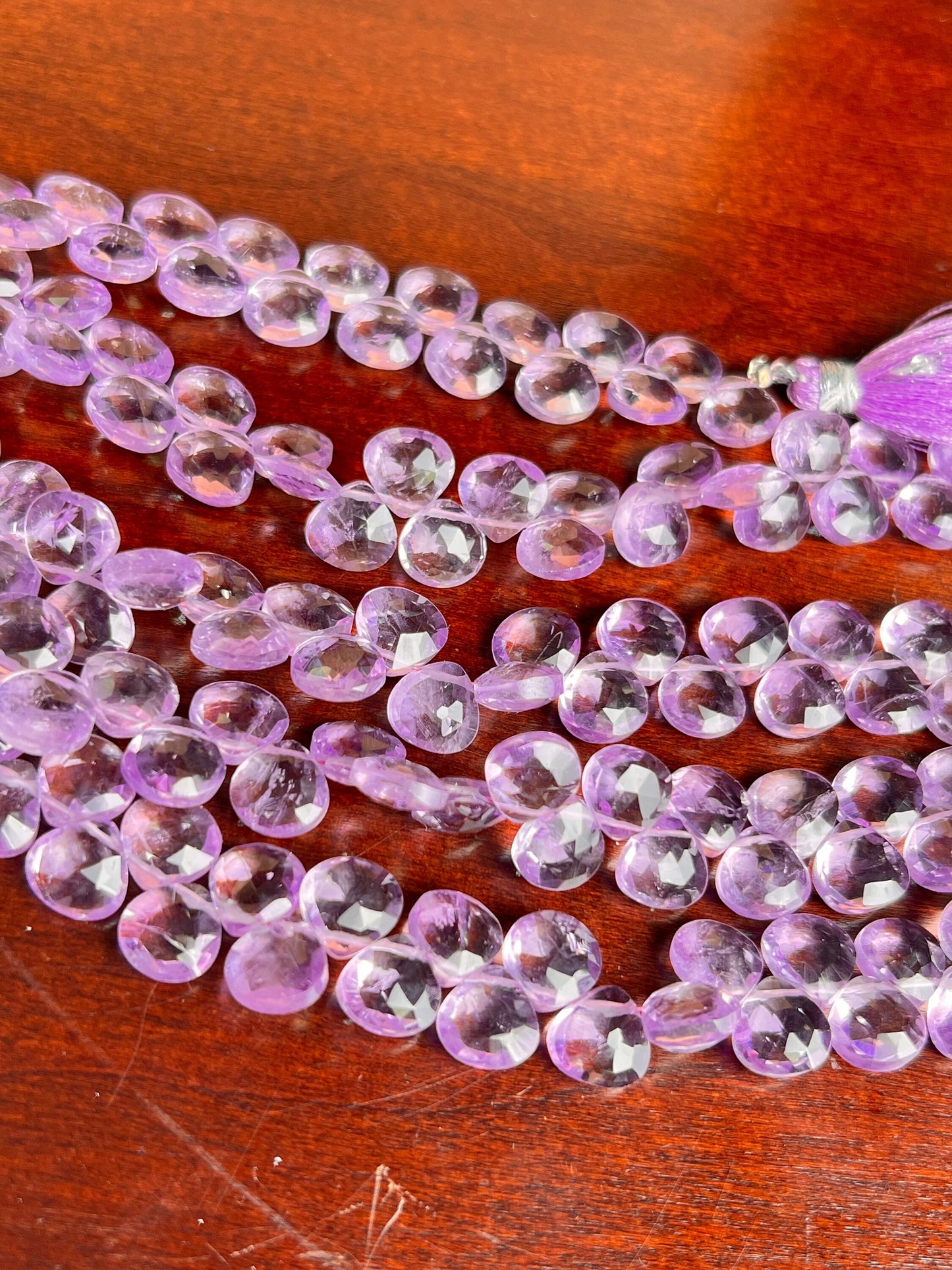 Natural Pink Amethyst Faceted heart drop 8.5-9mm icy lavender pink for Jewelry Making Gemstone Beads . 10, 20, 30 pcs