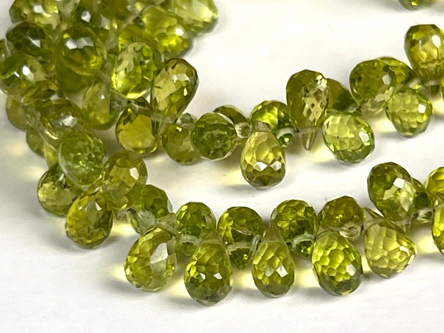 Peridot Briolette drop AAA quality Faceted Teardrop 4-5x6.5-8mm Gemstone Jewelry Making Beads 10 pcs, 20 pcs