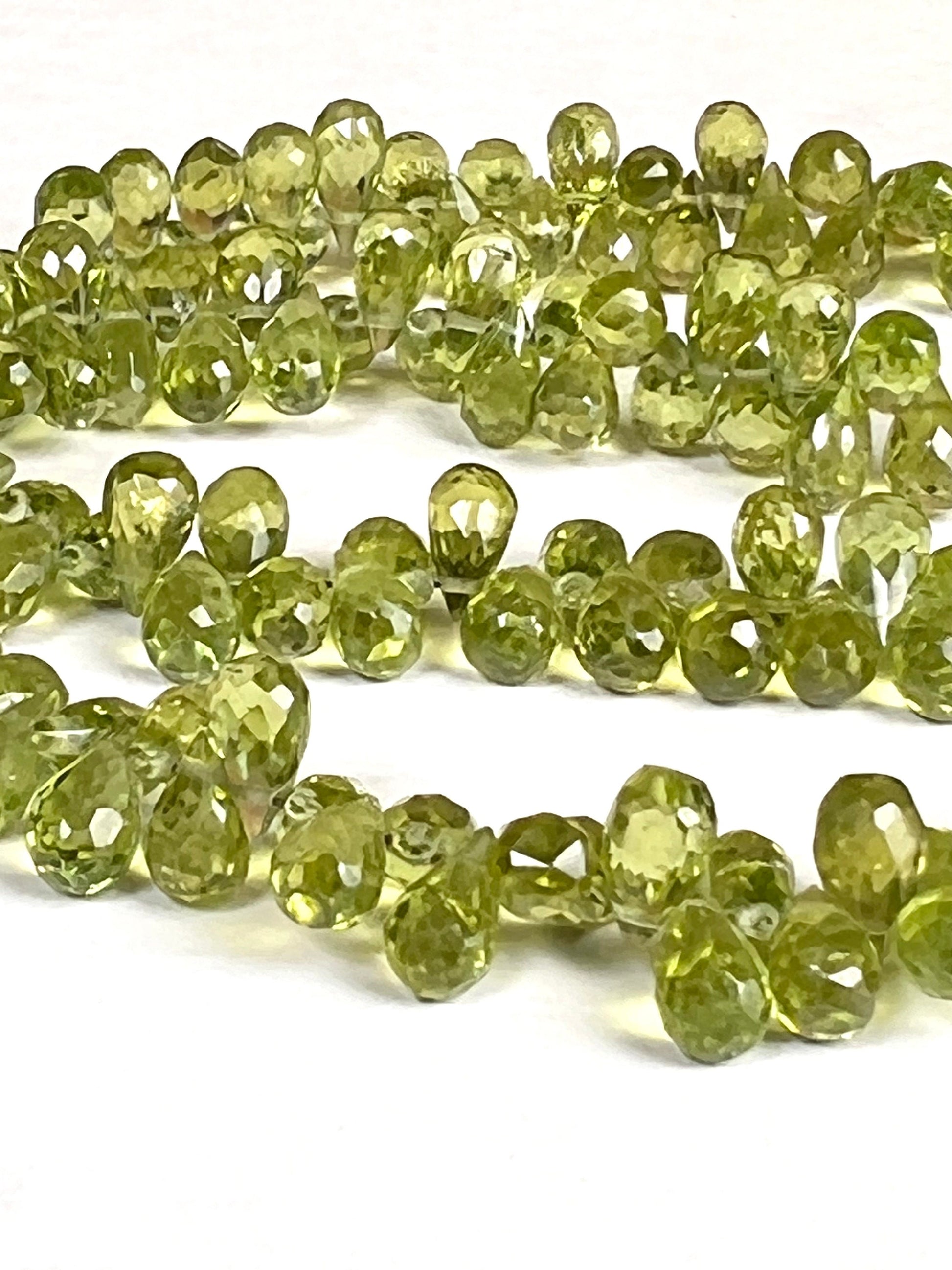 Peridot Briolette drop AAA quality Faceted Teardrop 4-5x6.5-8mm Gemstone Jewelry Making Beads 10 pcs, 20 pcs