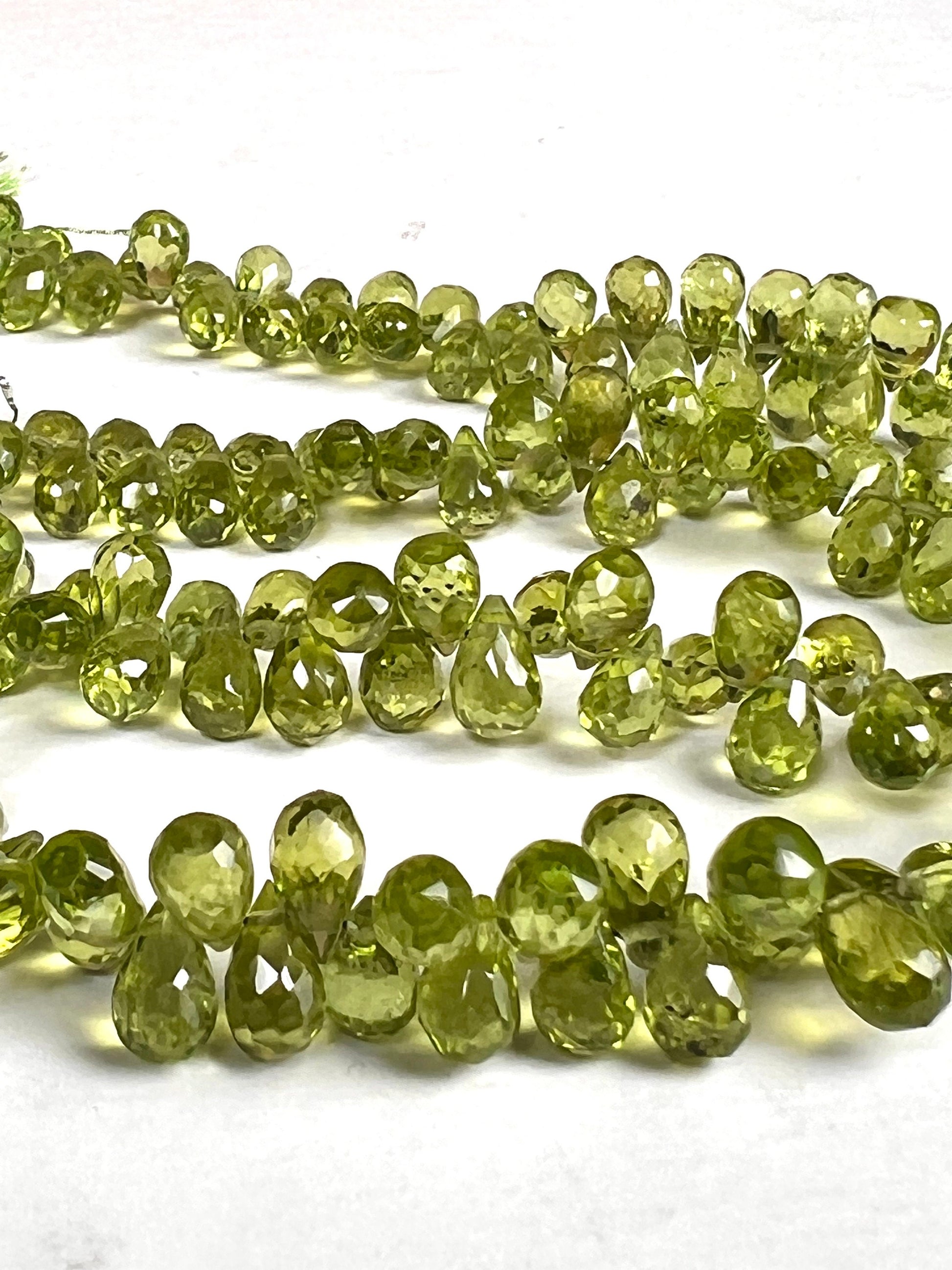 Peridot Briolette drop AAA quality Faceted Teardrop 4-5x6.5-8mm Gemstone Jewelry Making Beads 10 pcs, 20 pcs