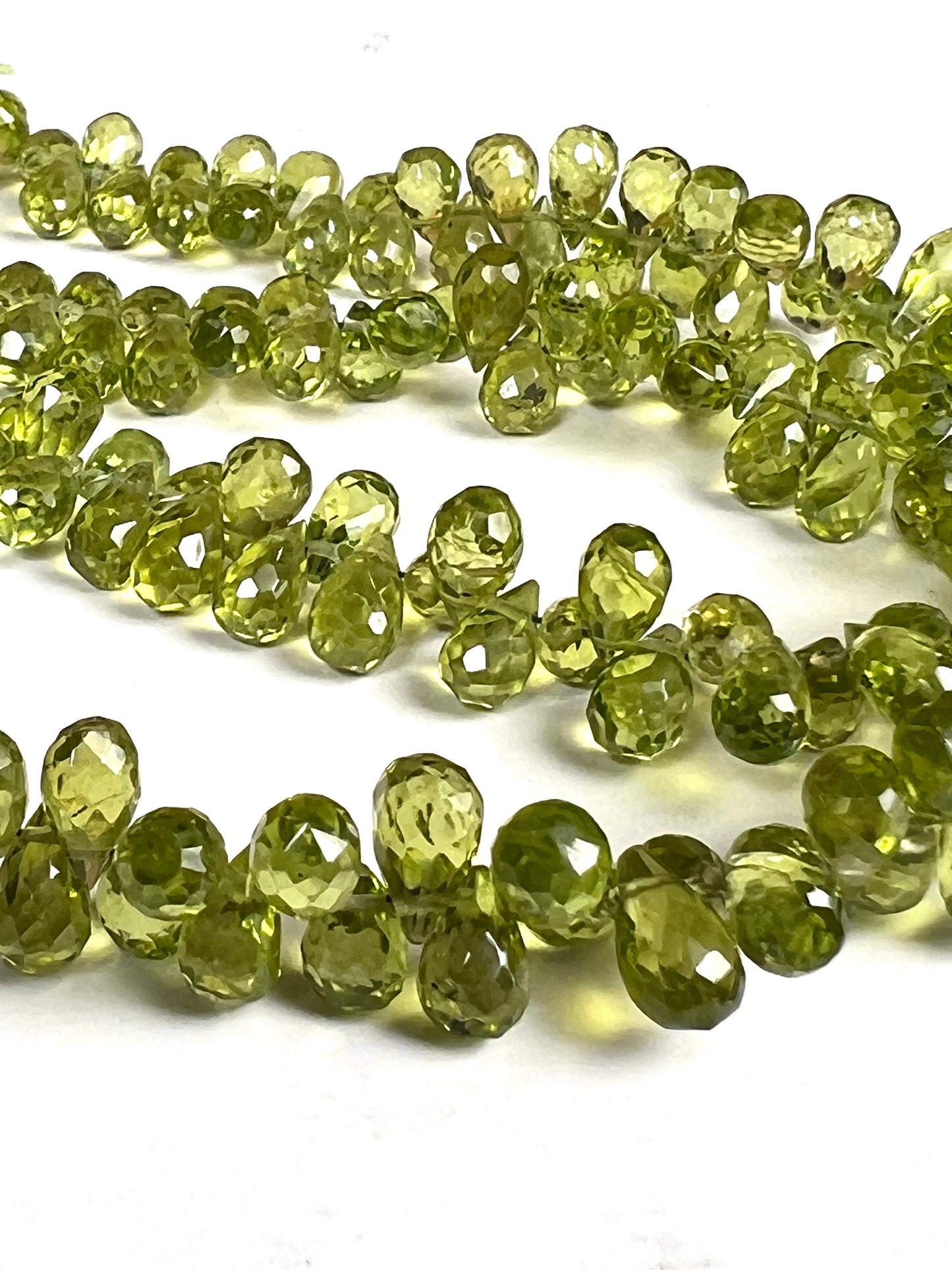 Peridot Briolette drop AAA quality Faceted Teardrop 4-5x6.5-8mm Gemstone Jewelry Making Beads 10 pcs, 20 pcs